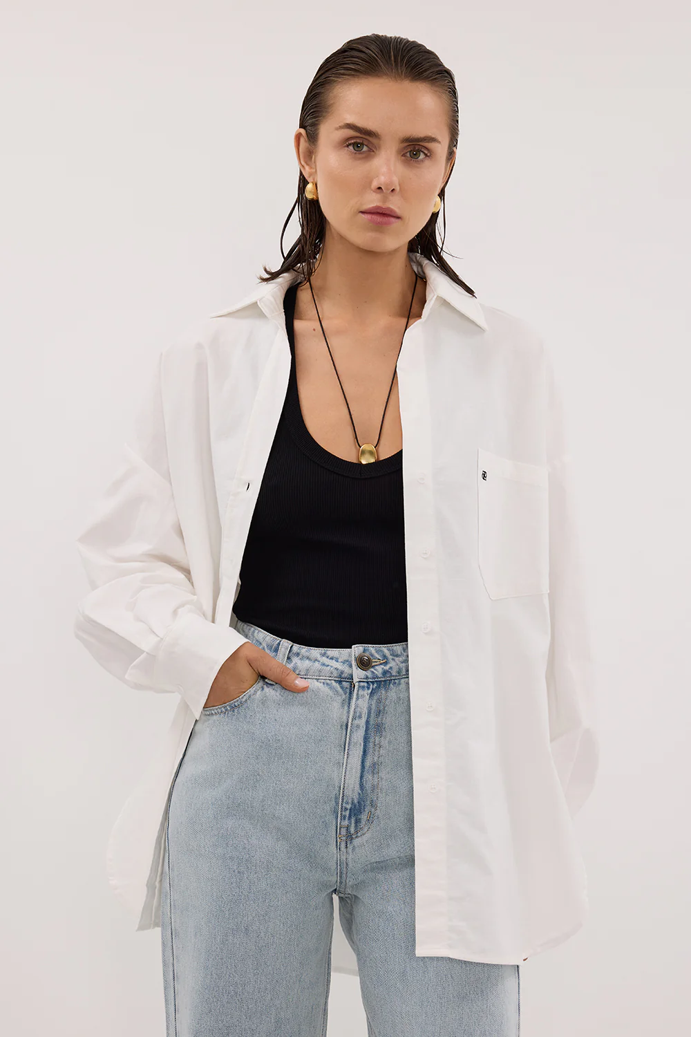 RHEA WHITE OVERSIZED COTTON SHIRT - Image 2