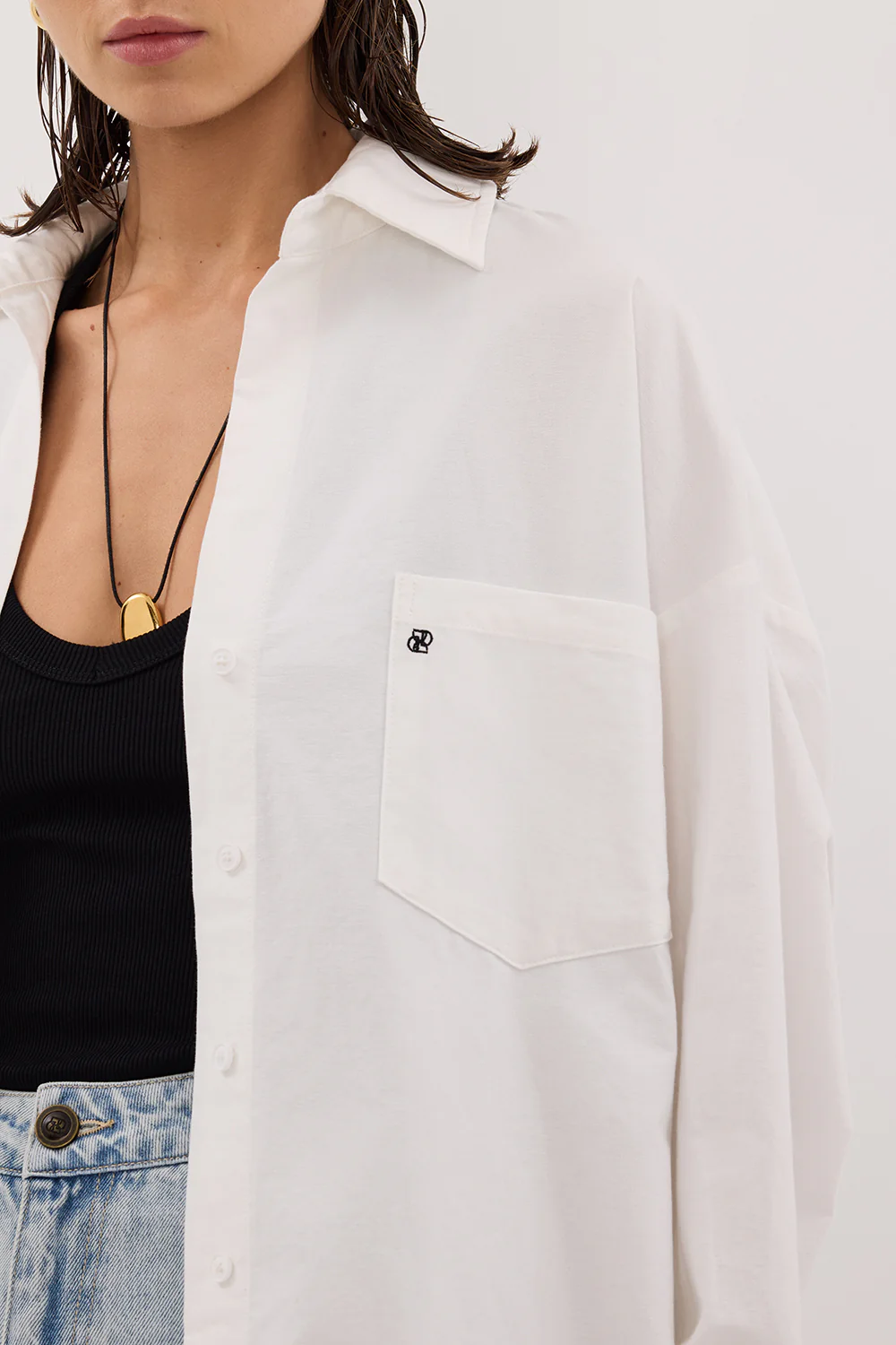 RHEA WHITE OVERSIZED COTTON SHIRT - Image 5