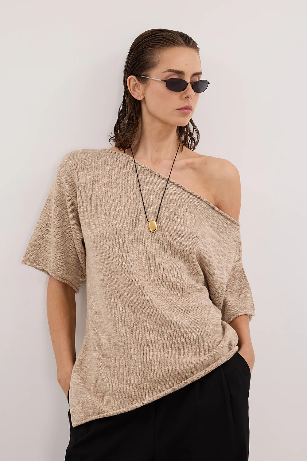 RICK NATURAL ASYM KNIT TOP - Image 2