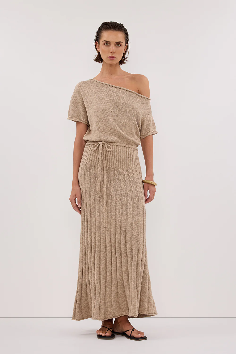 RICK NATURAL ASYM KNIT MIDI DRESS - Image 7