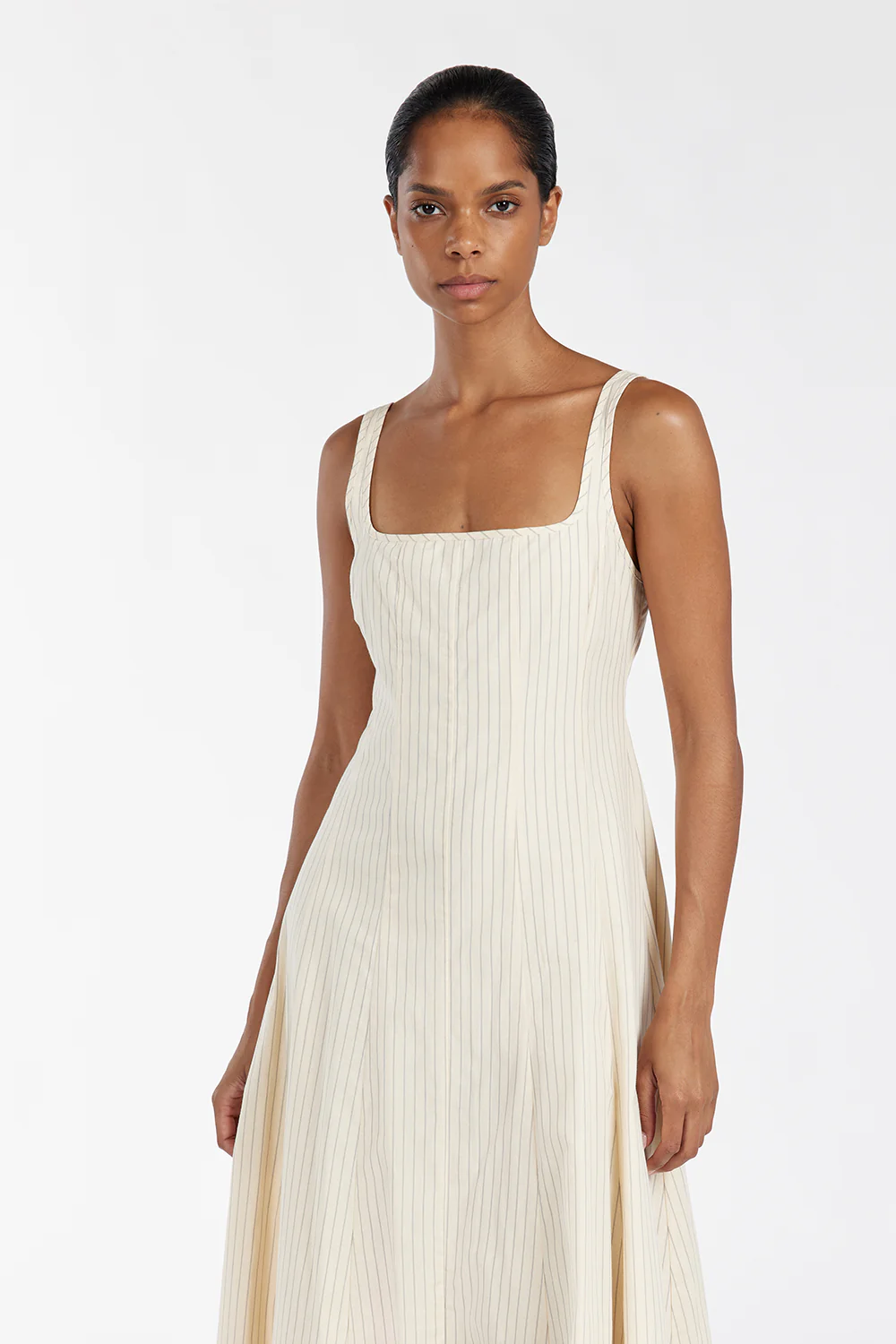 RILEY CREAM STRIPE MIDI DRESS - Image 2