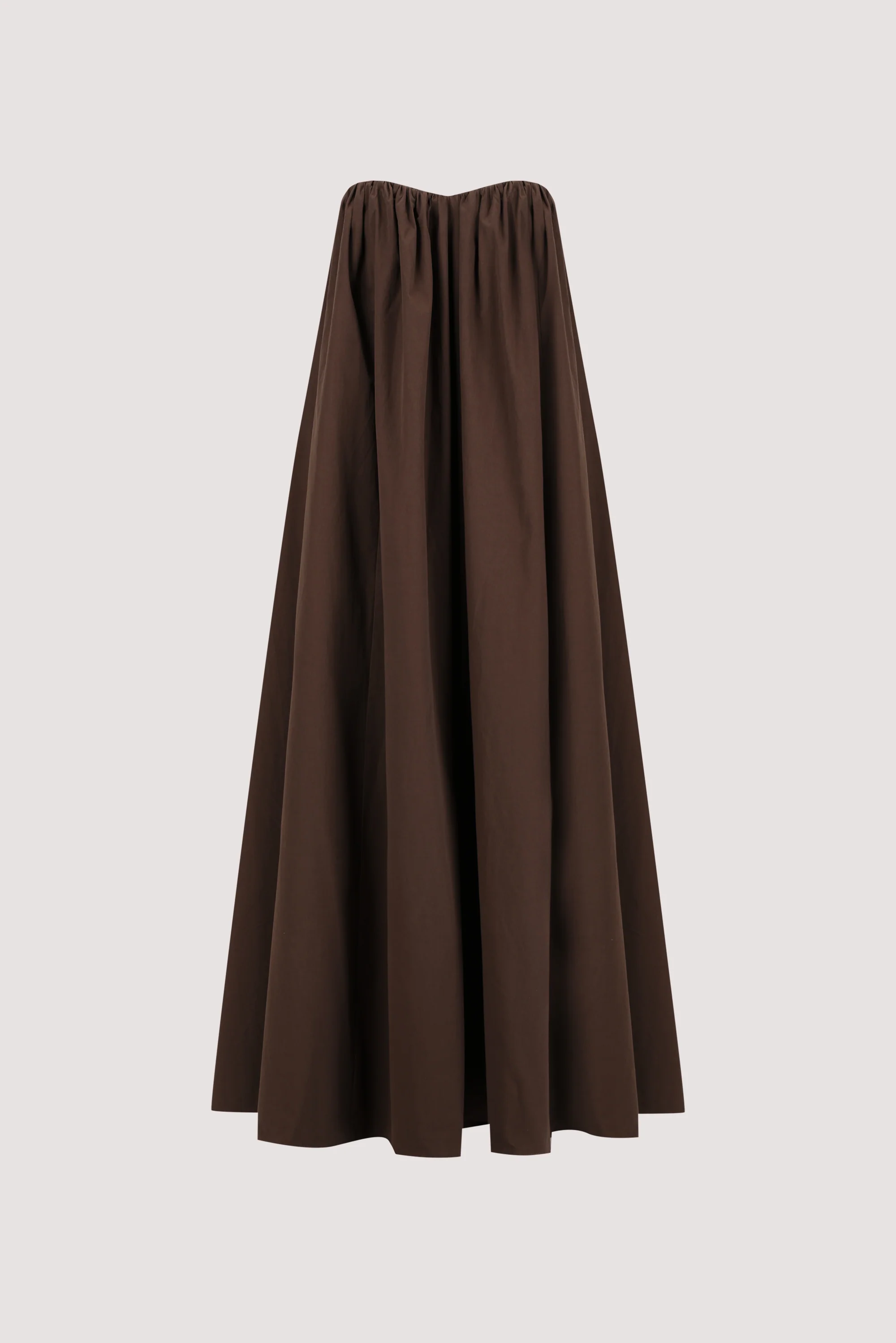 ROISIN BITTER CHOC COTTON STRAPLESS MAXI DRESS - Image 7
