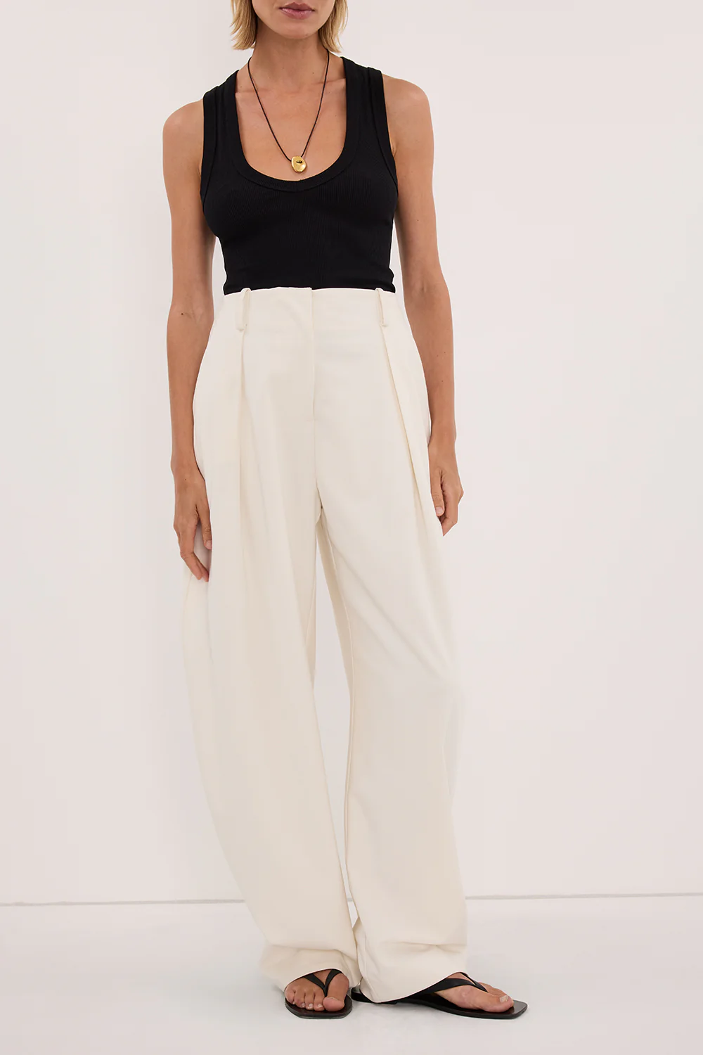 ROMY CREAM BARREL LEG TAILORED PANT - Image 2