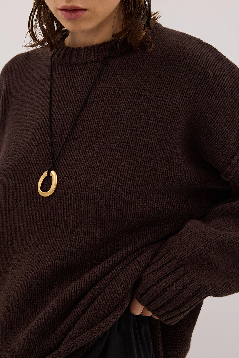 ROY CHOC OVERSIZED LONGLINE KNIT JUMPER - Image 6