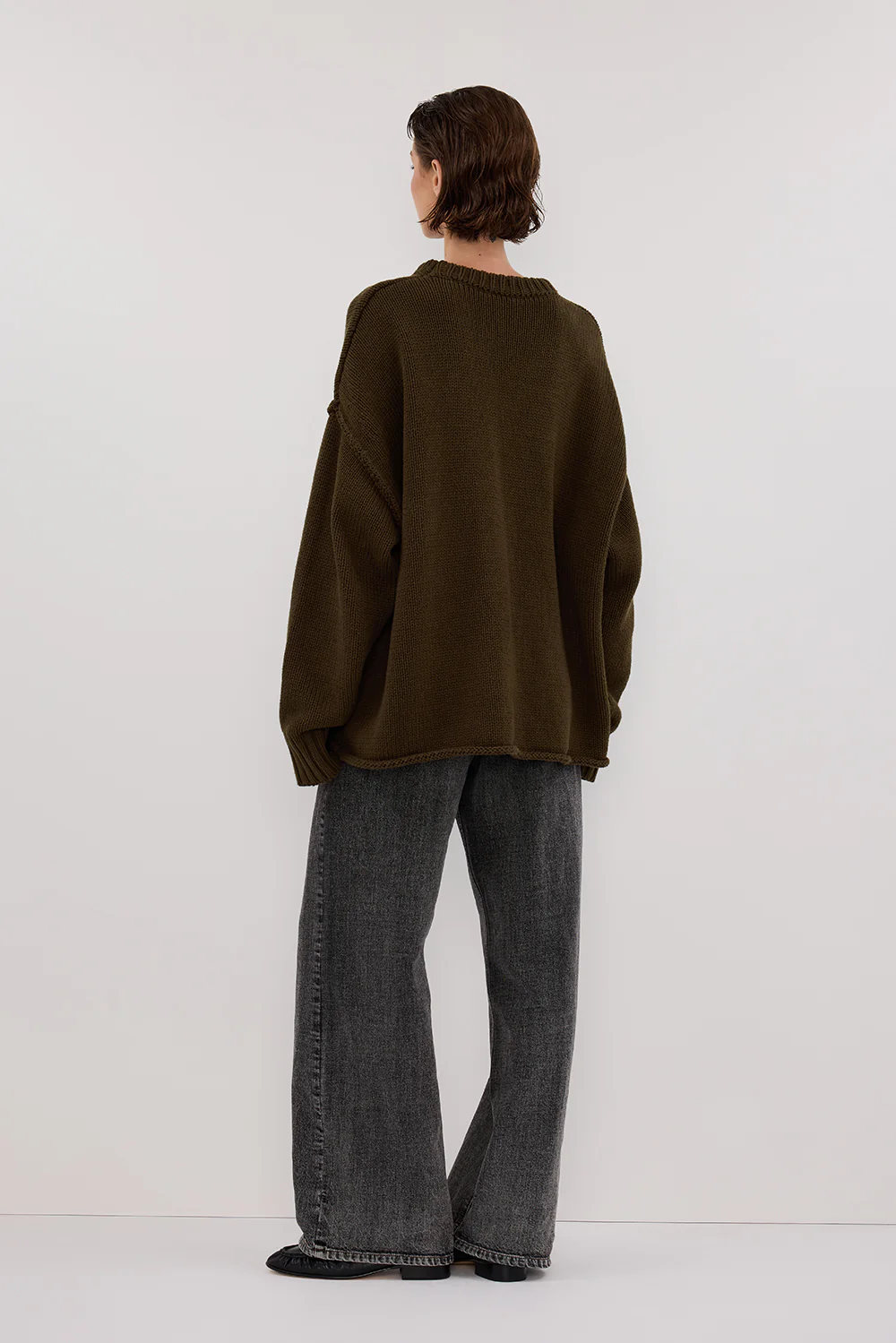 ROY OLIVE OVERSIZED LONGLINE KNIT JUMPER - Image 4