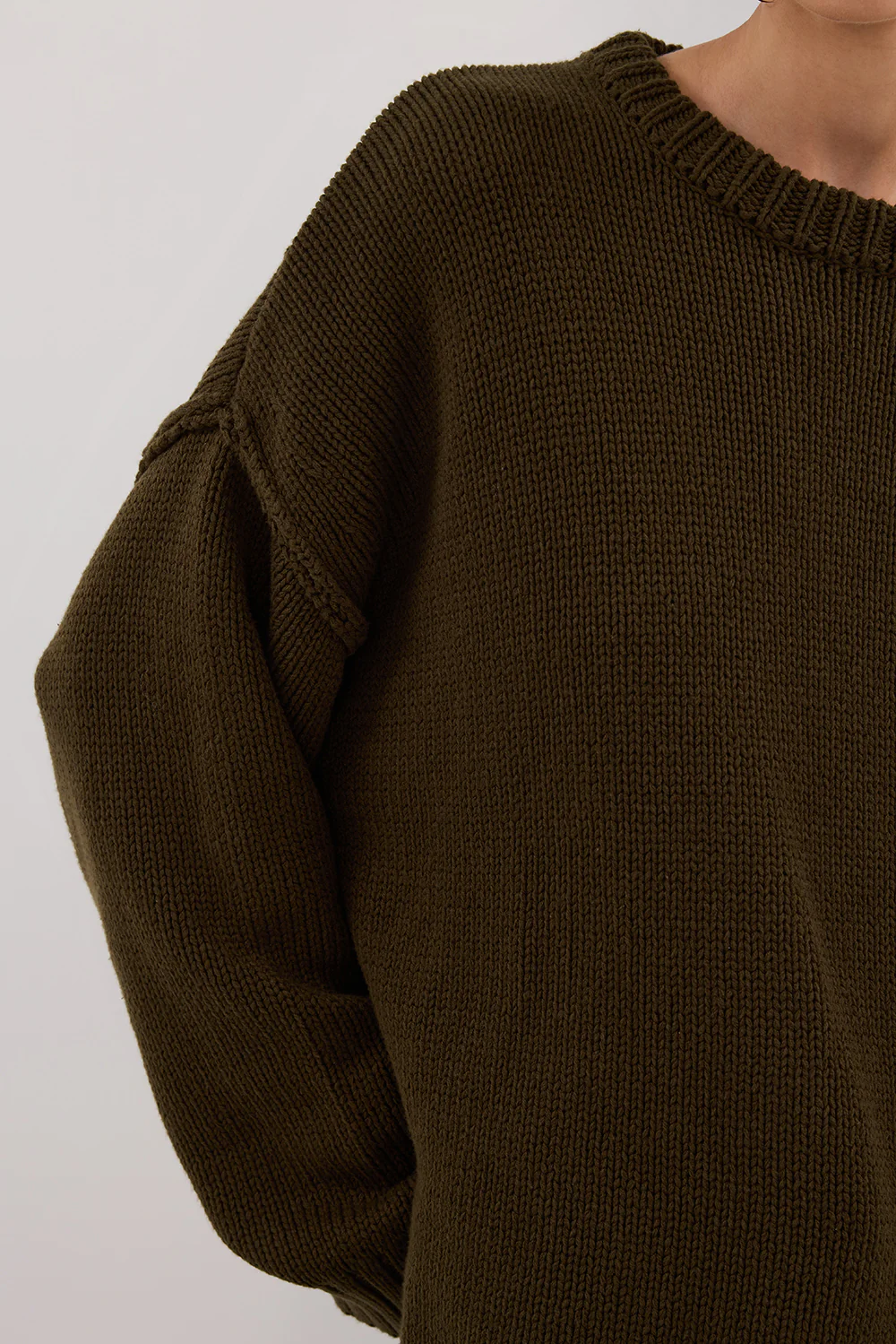 ROY OLIVE OVERSIZED LONGLINE KNIT JUMPER - Image 5