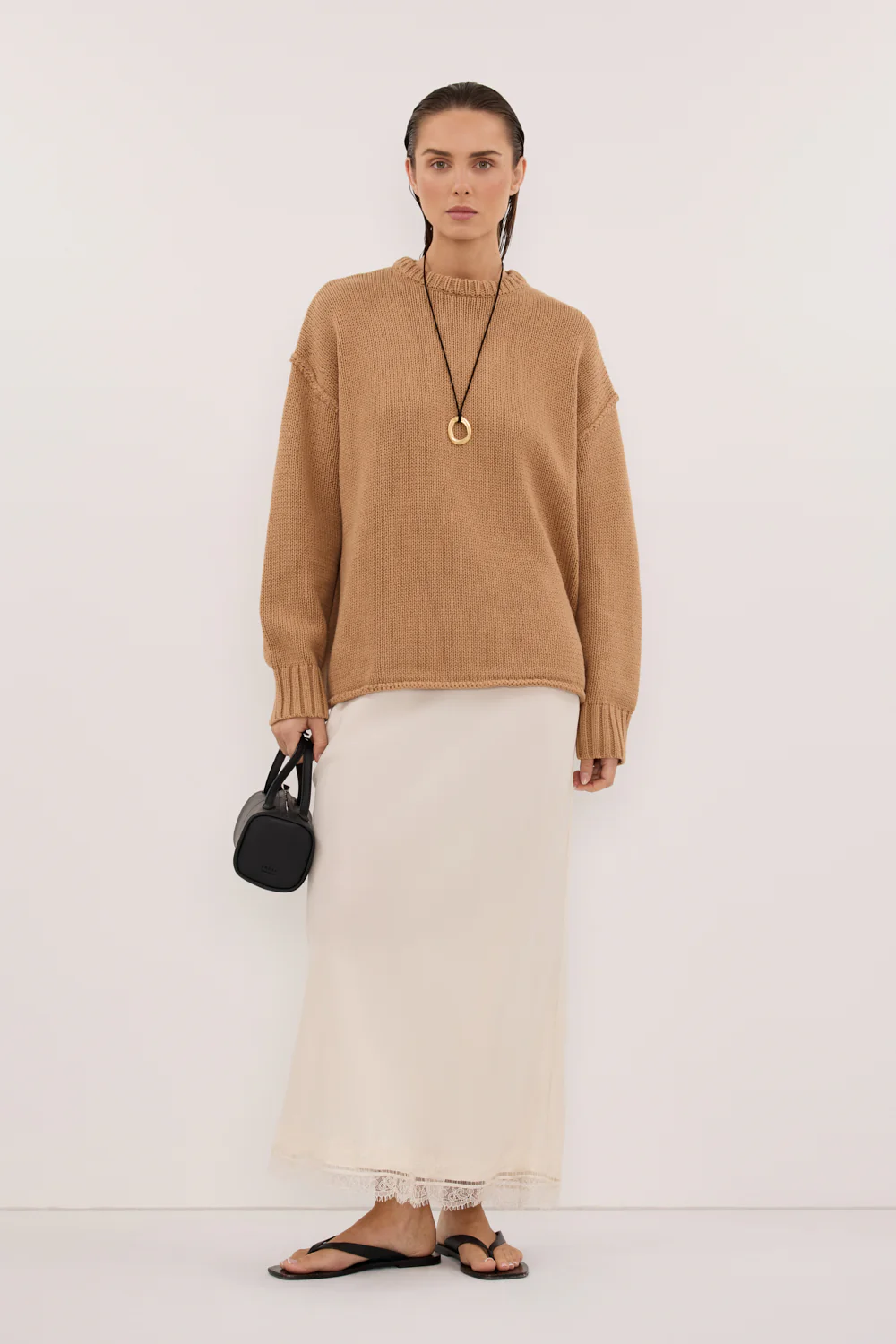 ROY WHEAT OVERSIZED LONGLINE KNIT JUMPER