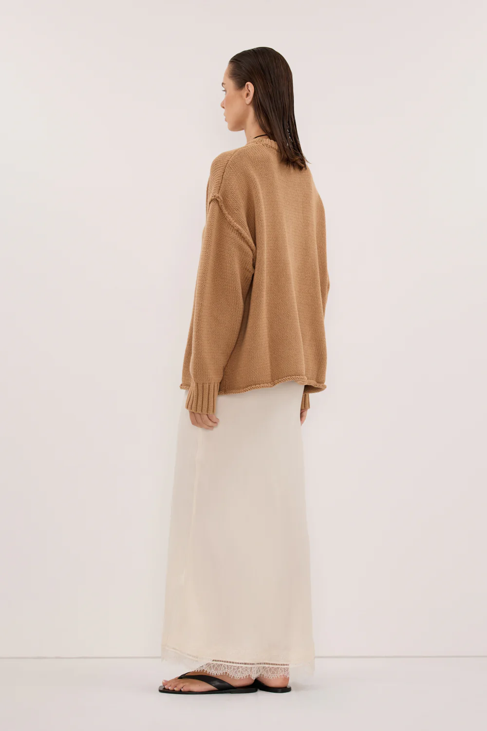 ROY WHEAT OVERSIZED LONGLINE KNIT JUMPER - Image 4