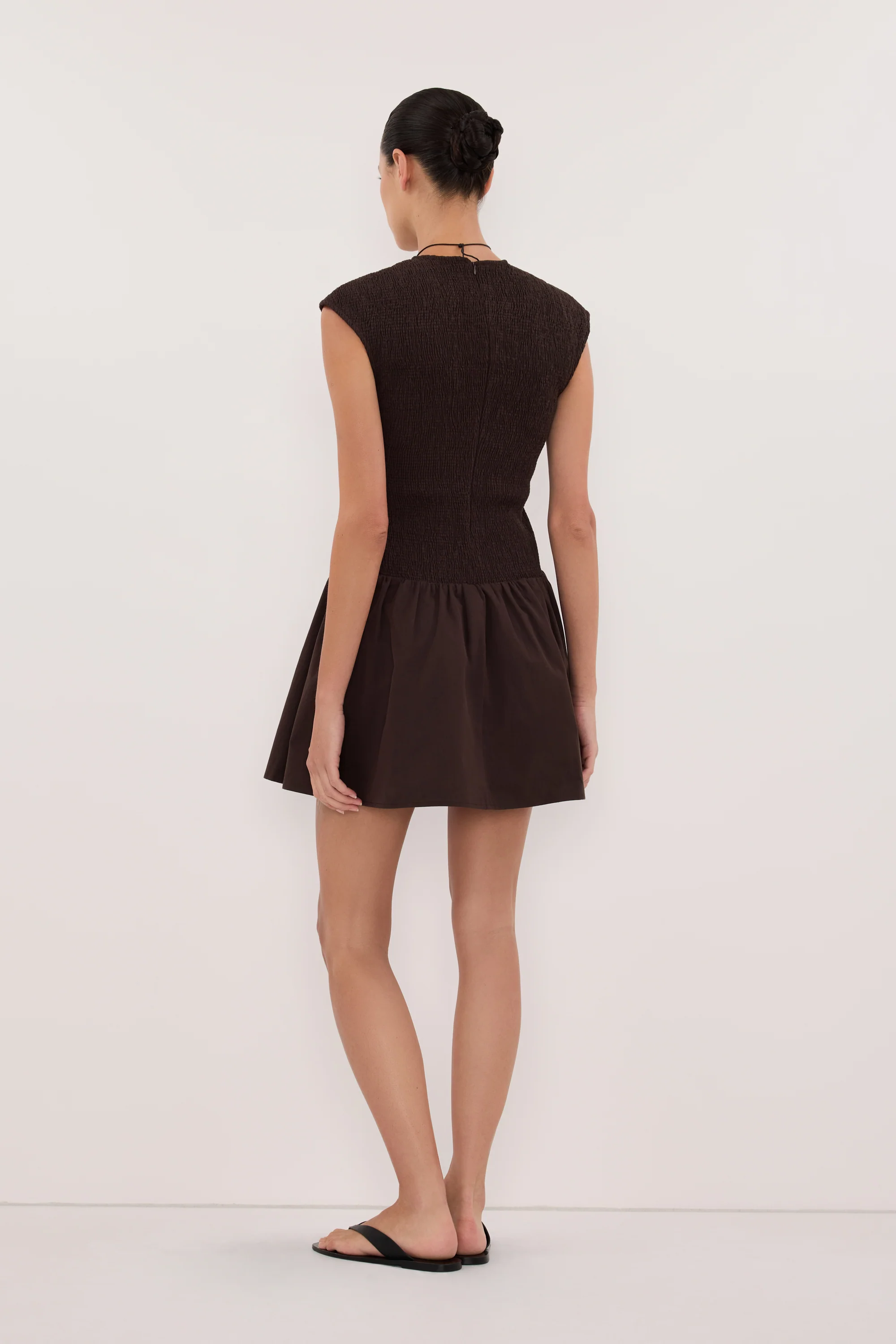 RUBI BURNT CHOC COTTON MINI DRESS - Image 4