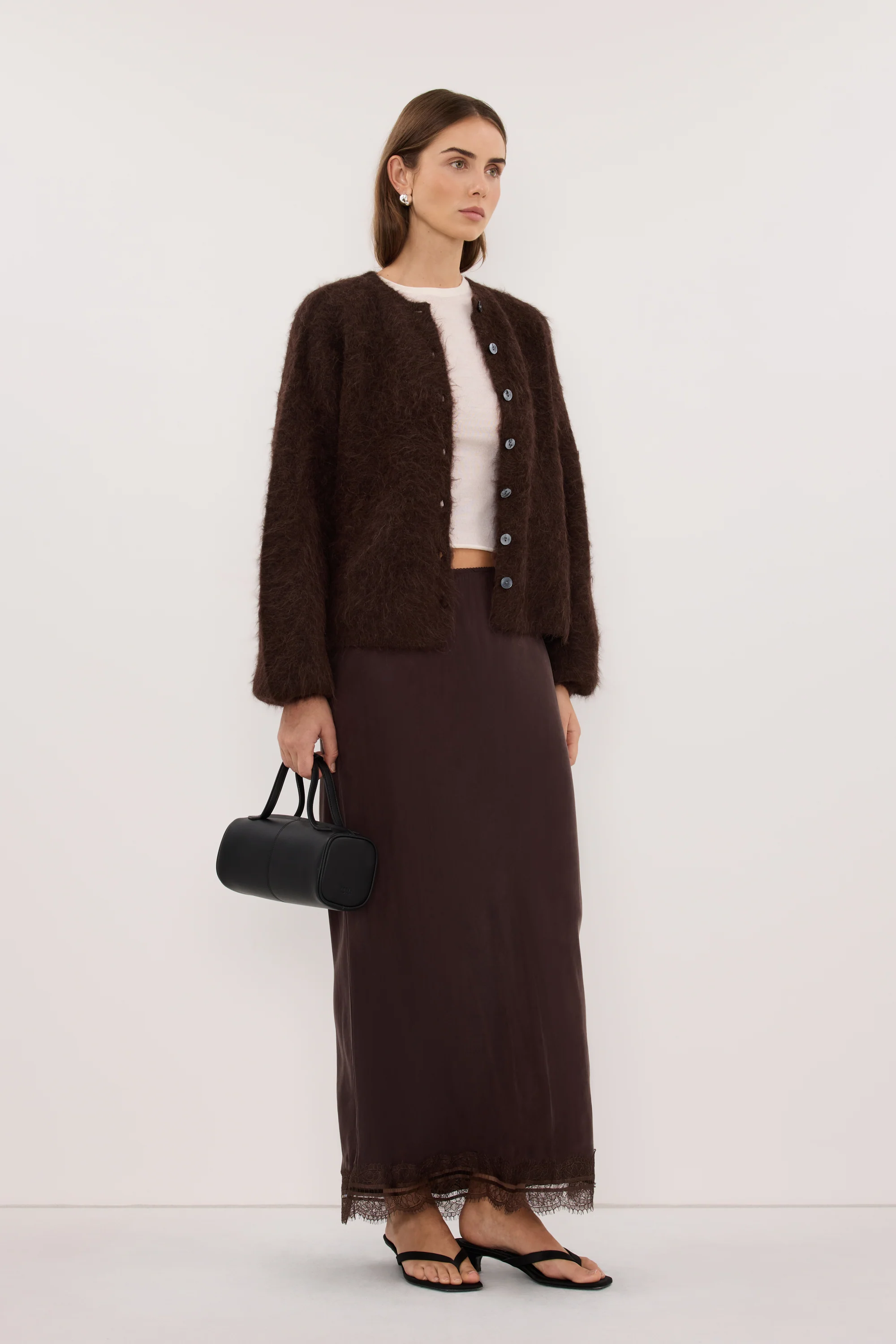 SALMA CHOC KNIT CARDIGAN - Image 3