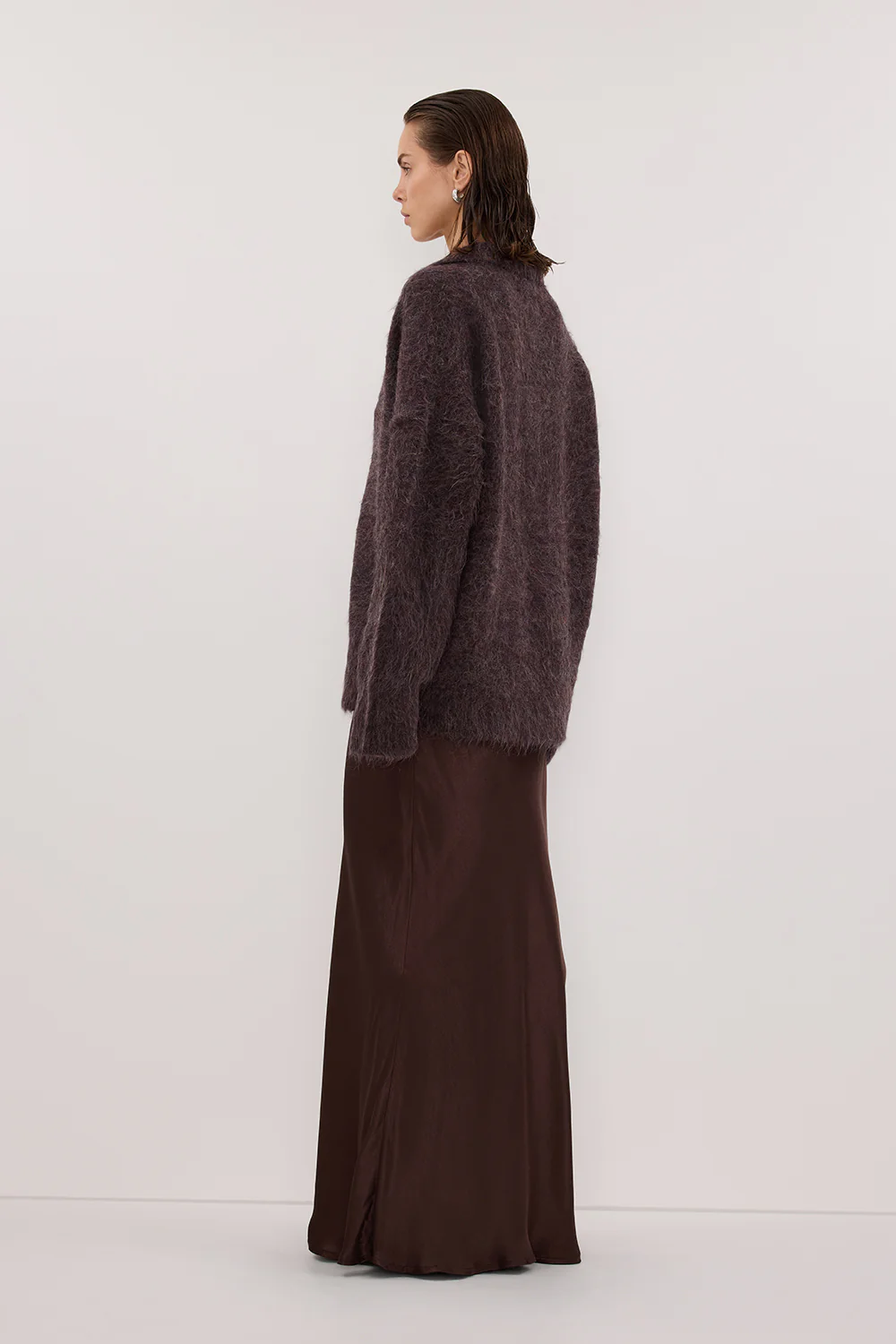 SALMA WINE POLO NECK KNIT CARDIGAN - Image 4
