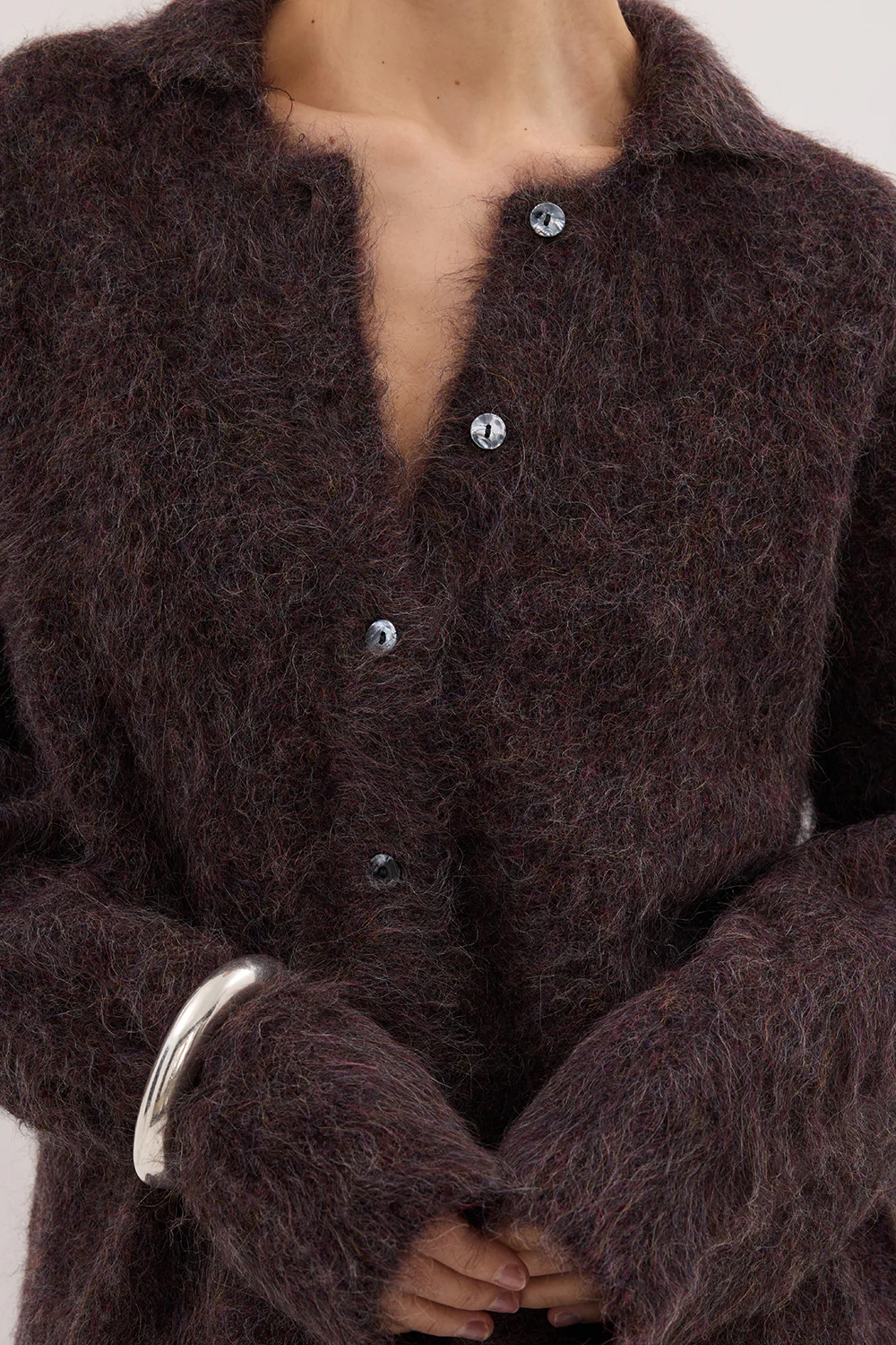 SALMA WINE POLO NECK KNIT CARDIGAN - Image 5