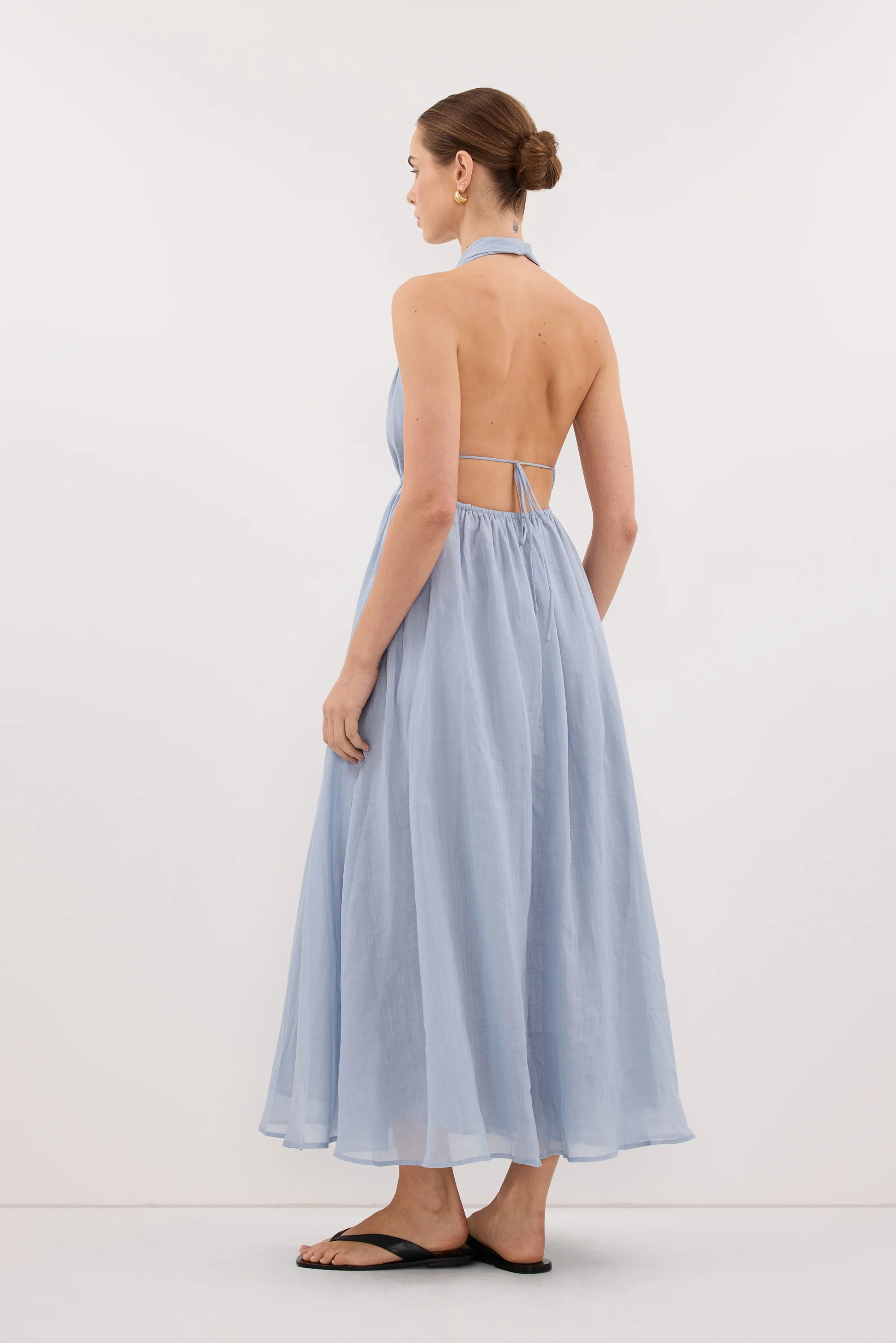 SAMMI DUSTY BLUE RAMIE MIDI DRESS - Image 4