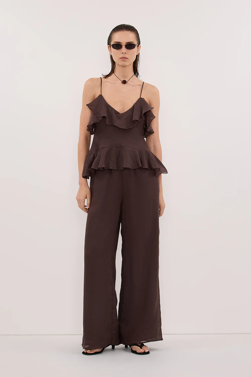 SARA DARK CHOC RAMIE CAMI TOP