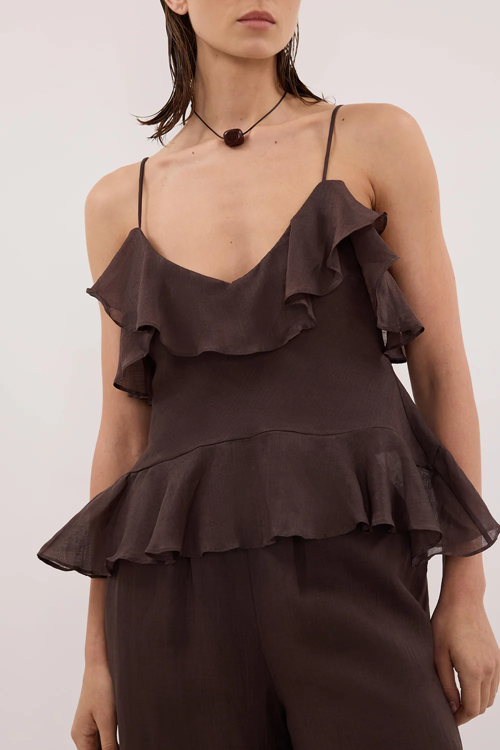 SARA DARK CHOC RAMIE CAMI TOP - Image 5