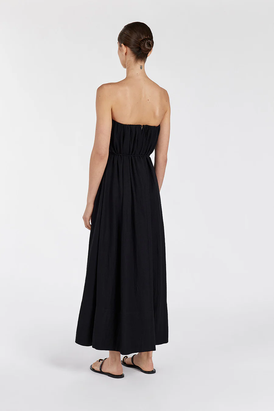 SHANIYA BLACK STRAPLESS MIDI DRESS - Image 4
