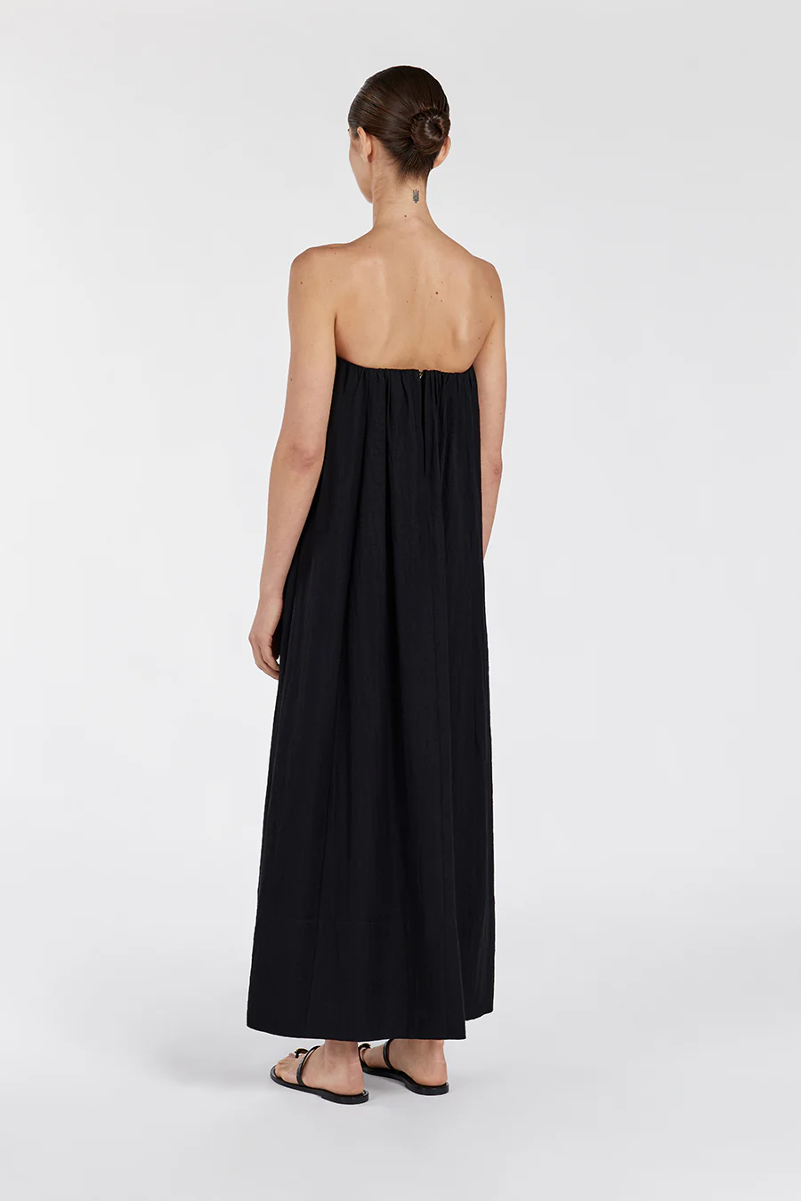 SHANIYA BLACK STRAPLESS MIDI DRESS - Image 6