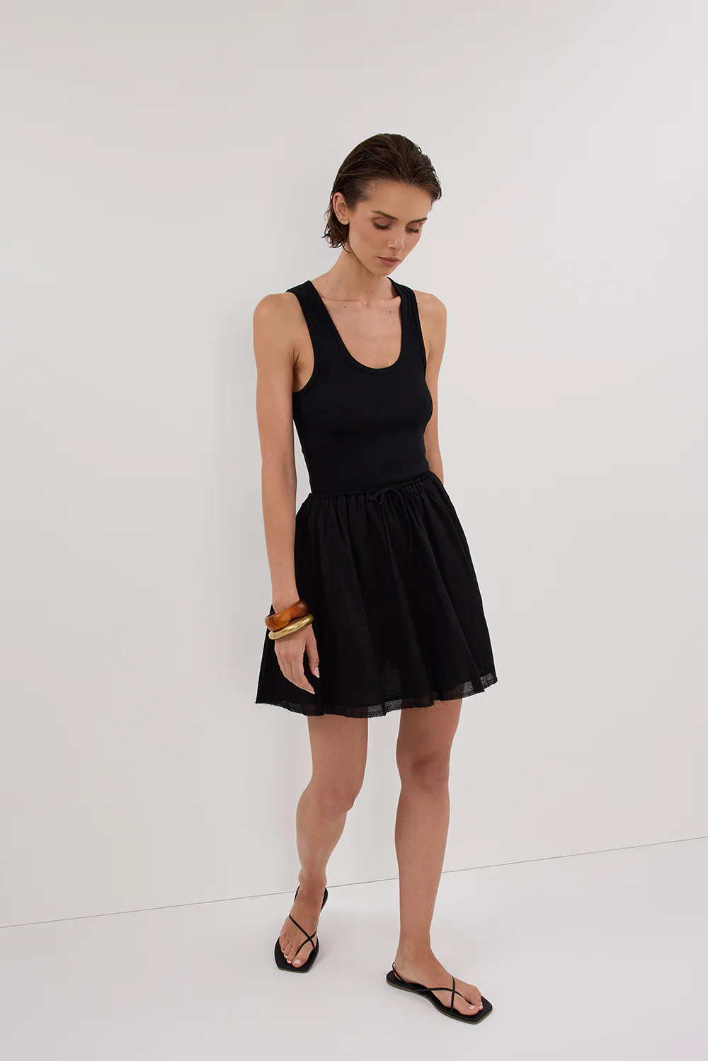 SIA BLACK DRAWSTRING MINI SKIRT - Image 6