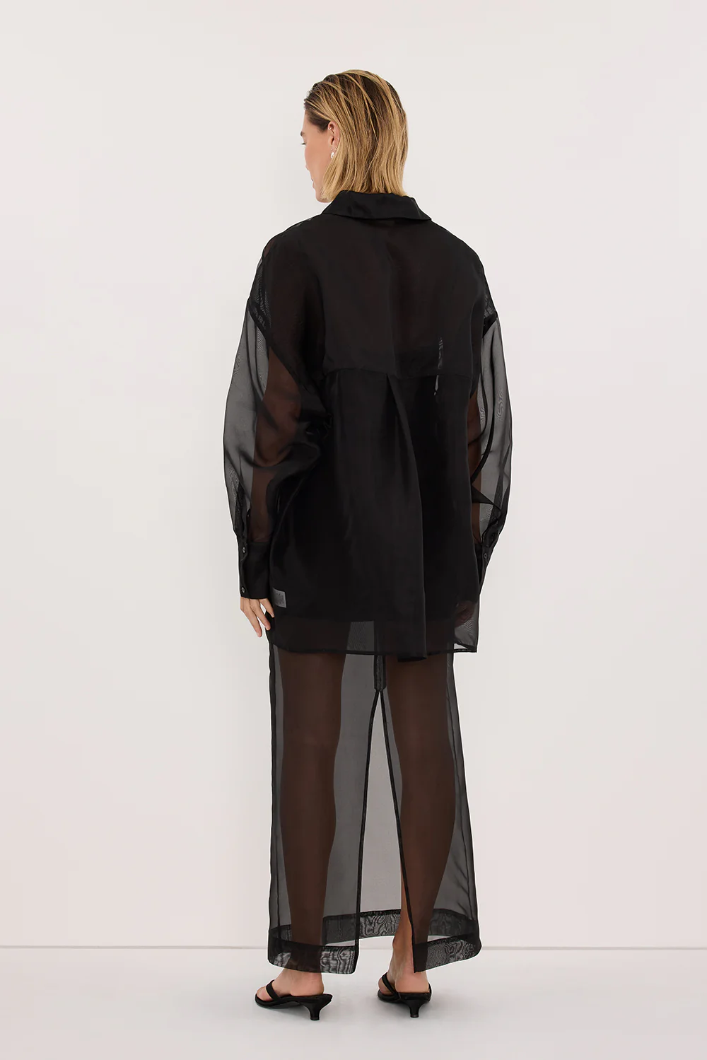 SIAN BLACK SILK ORGANZA SHIRT - Image 7