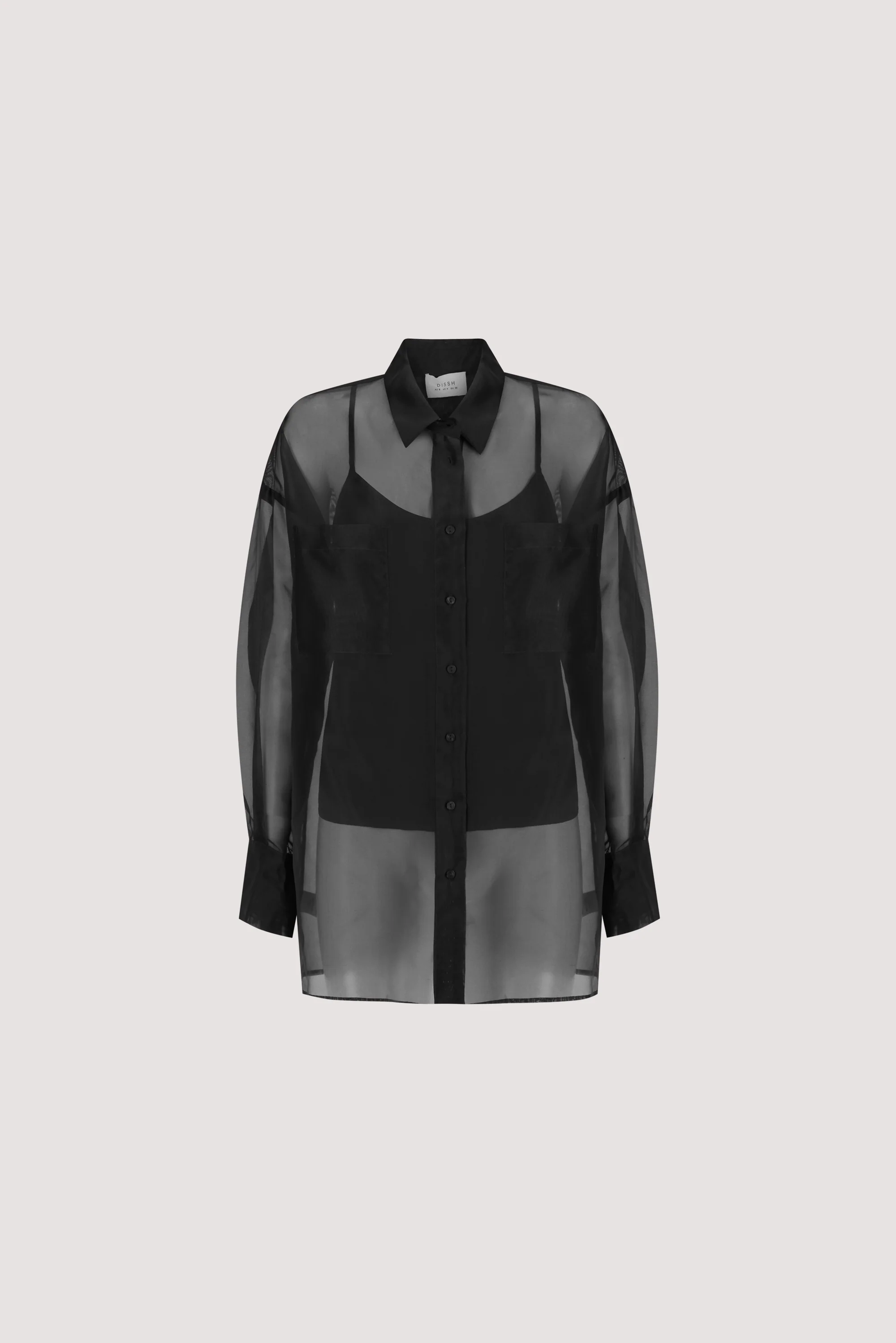 SIAN BLACK SILK ORGANZA SHIRT - Image 8