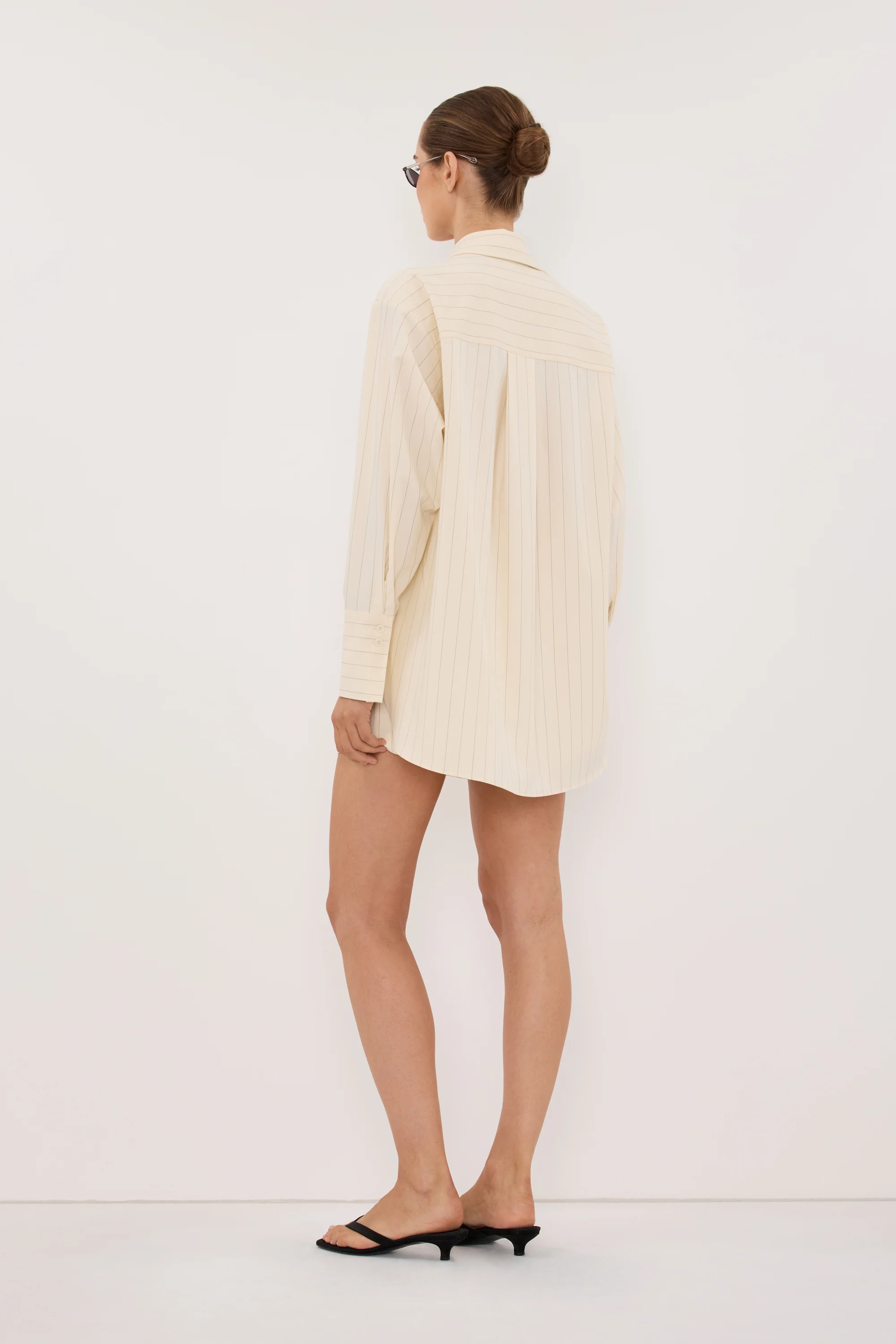 SIAN CREAM PINSTRIPE LONG SLEEVE SHIRT - Image 4
