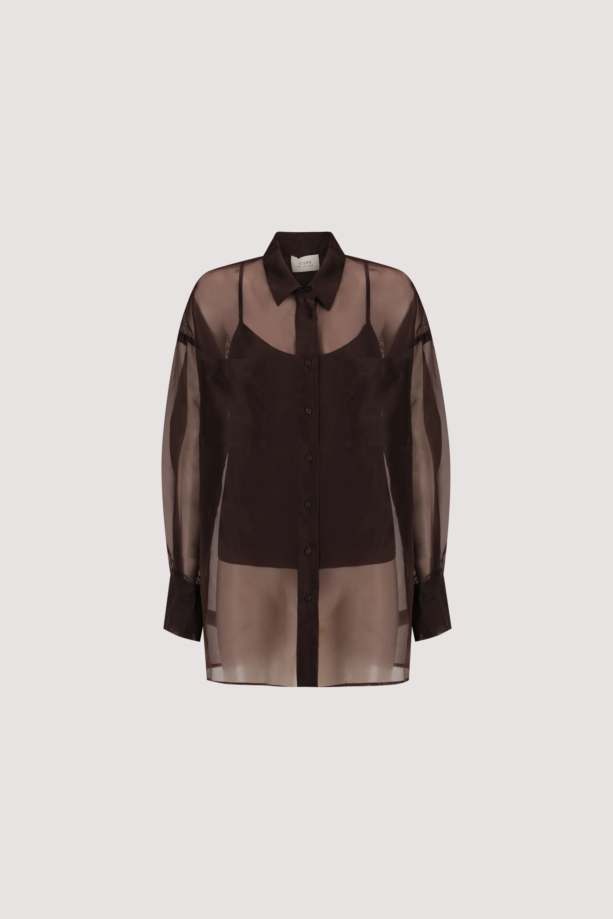 SIAN DARK CHOC SILK ORGANZA SHIRT - Image 7