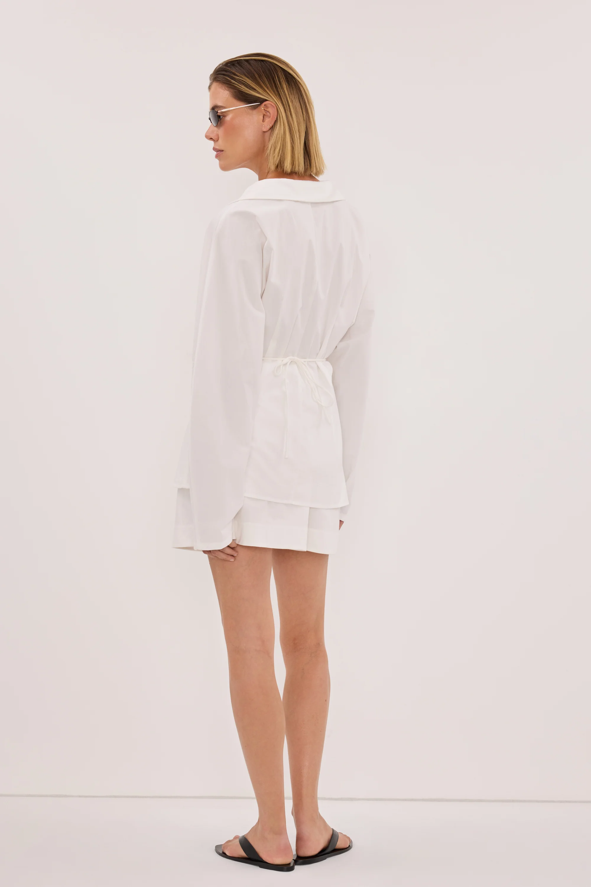 SIENA WHITE COTTON WRAP SHIRT - Image 4