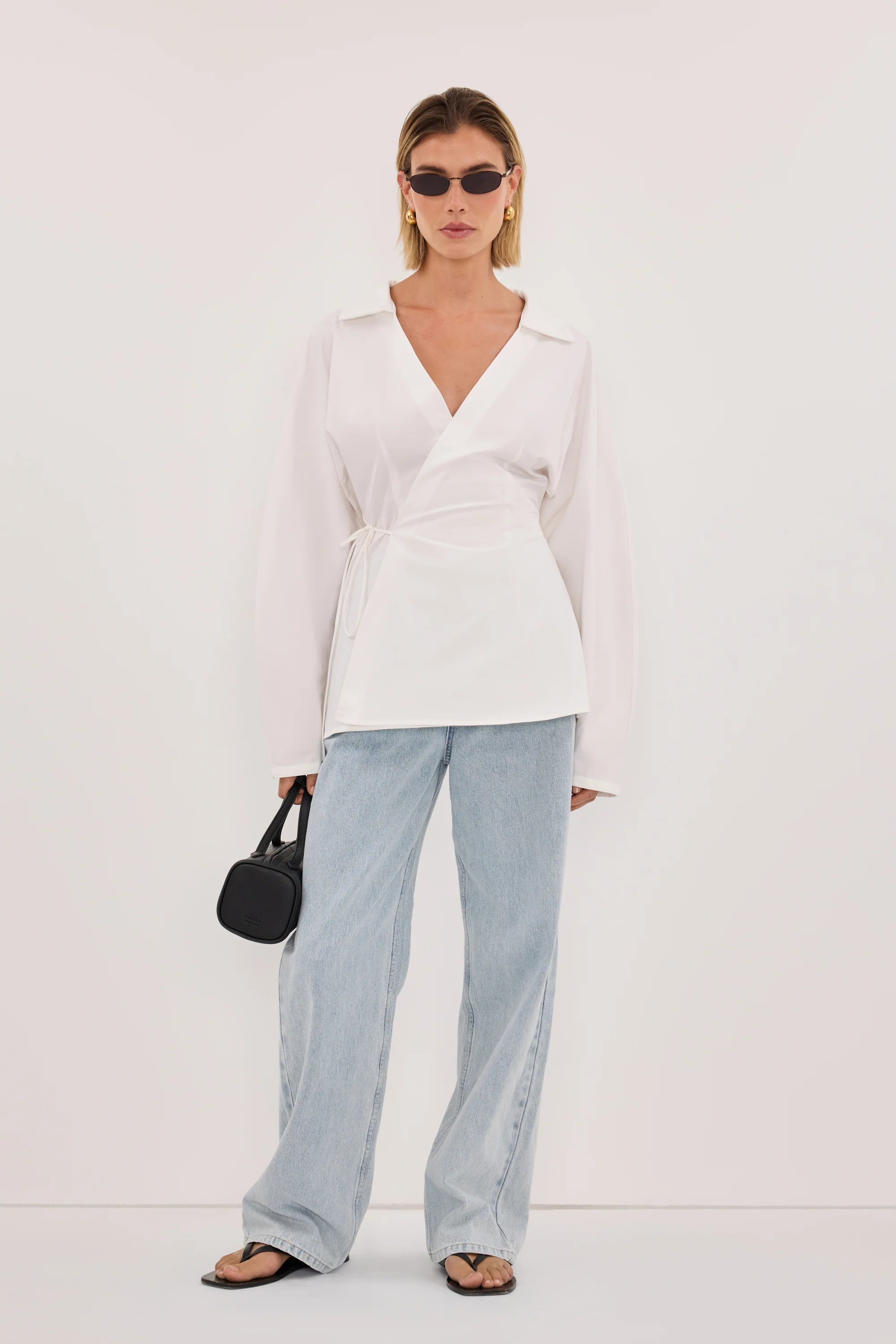 SIENA WHITE COTTON WRAP SHIRT - Image 6