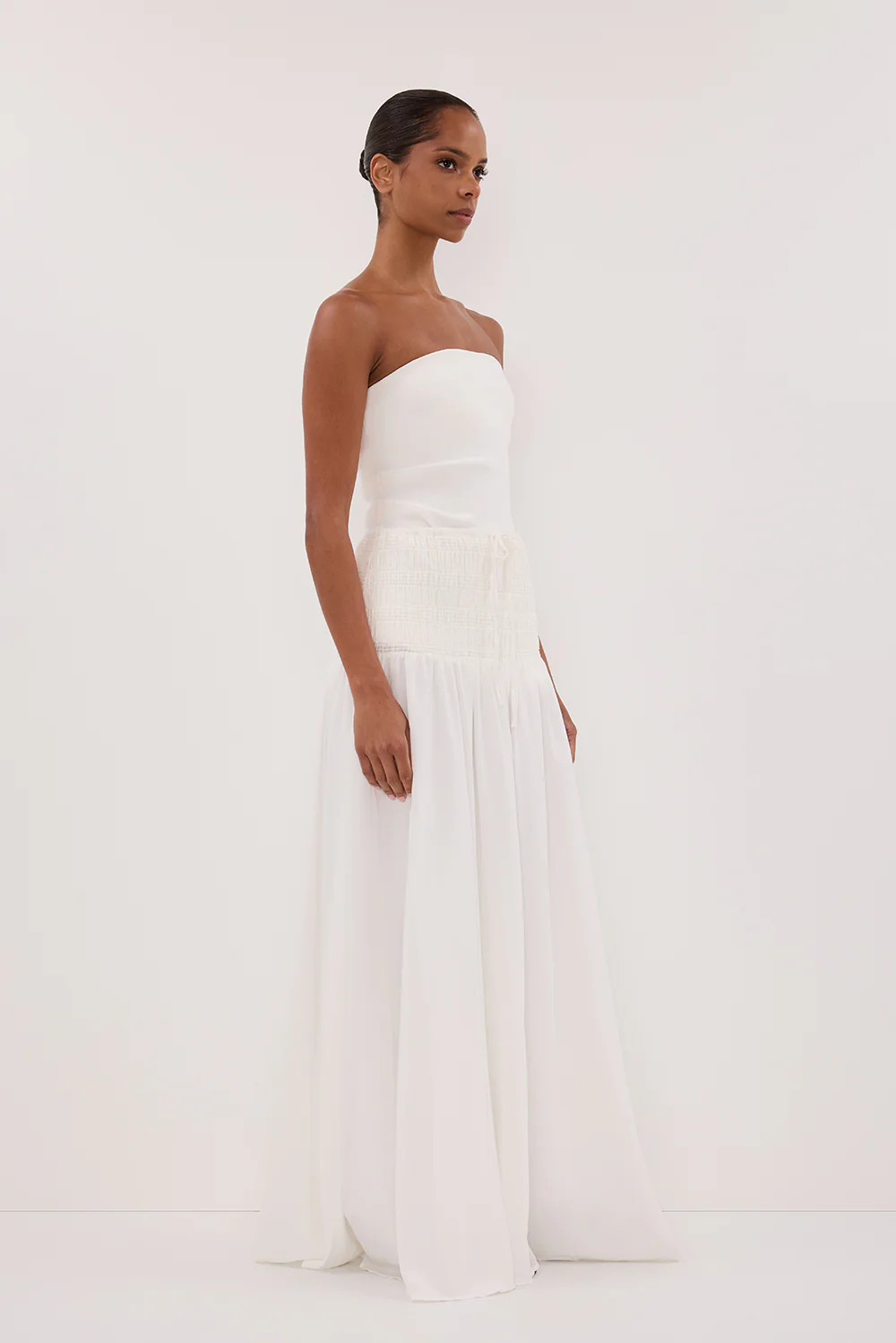 SIERRA WHITE TEXTURED MIDI SKIRT - Image 3