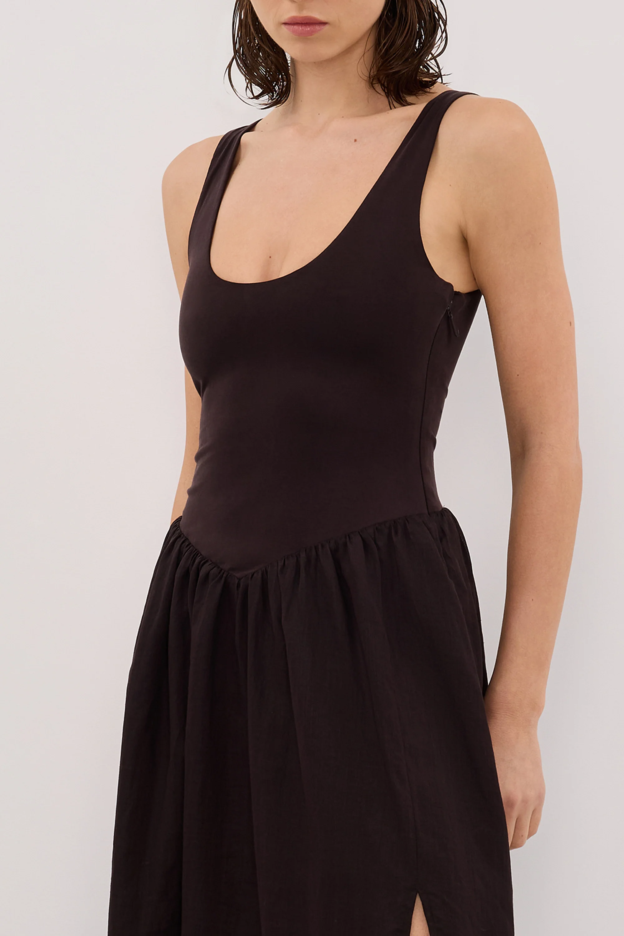 SKYLER BURNT CHOC HYBRID MIDI DRESS - Image 6