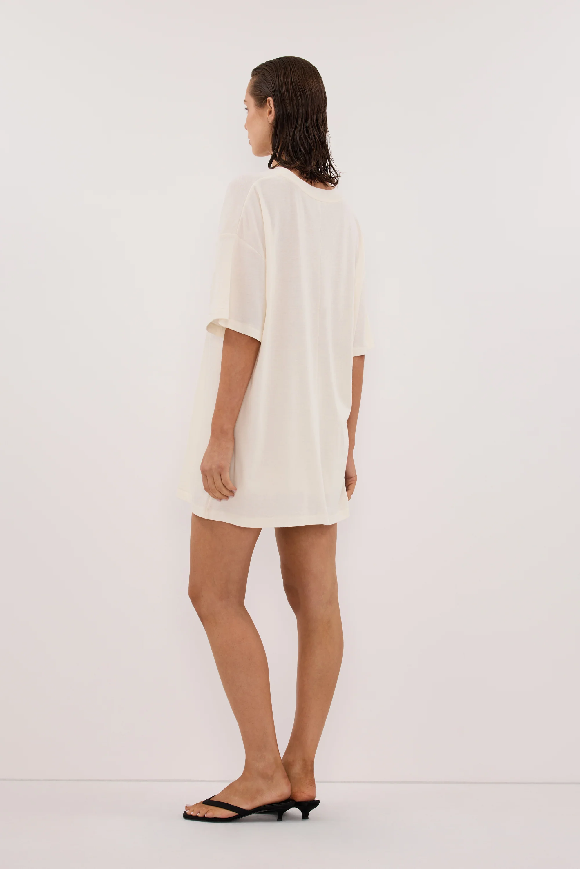SLOANE CREAM COTTON LONGLINE TEE - Image 4