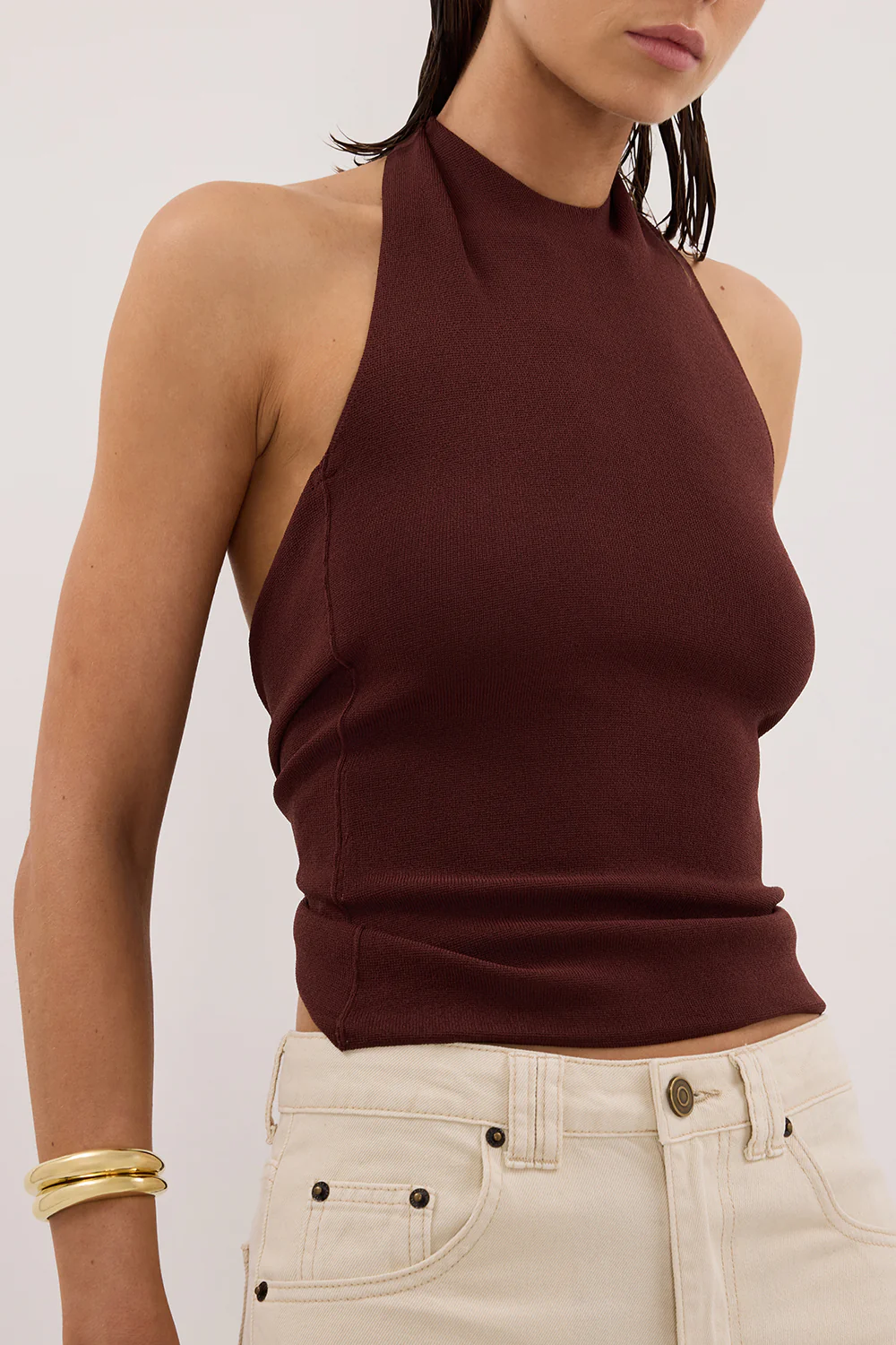 SOL CINNAMON SCARF HALTER KNIT TOP - Image 5