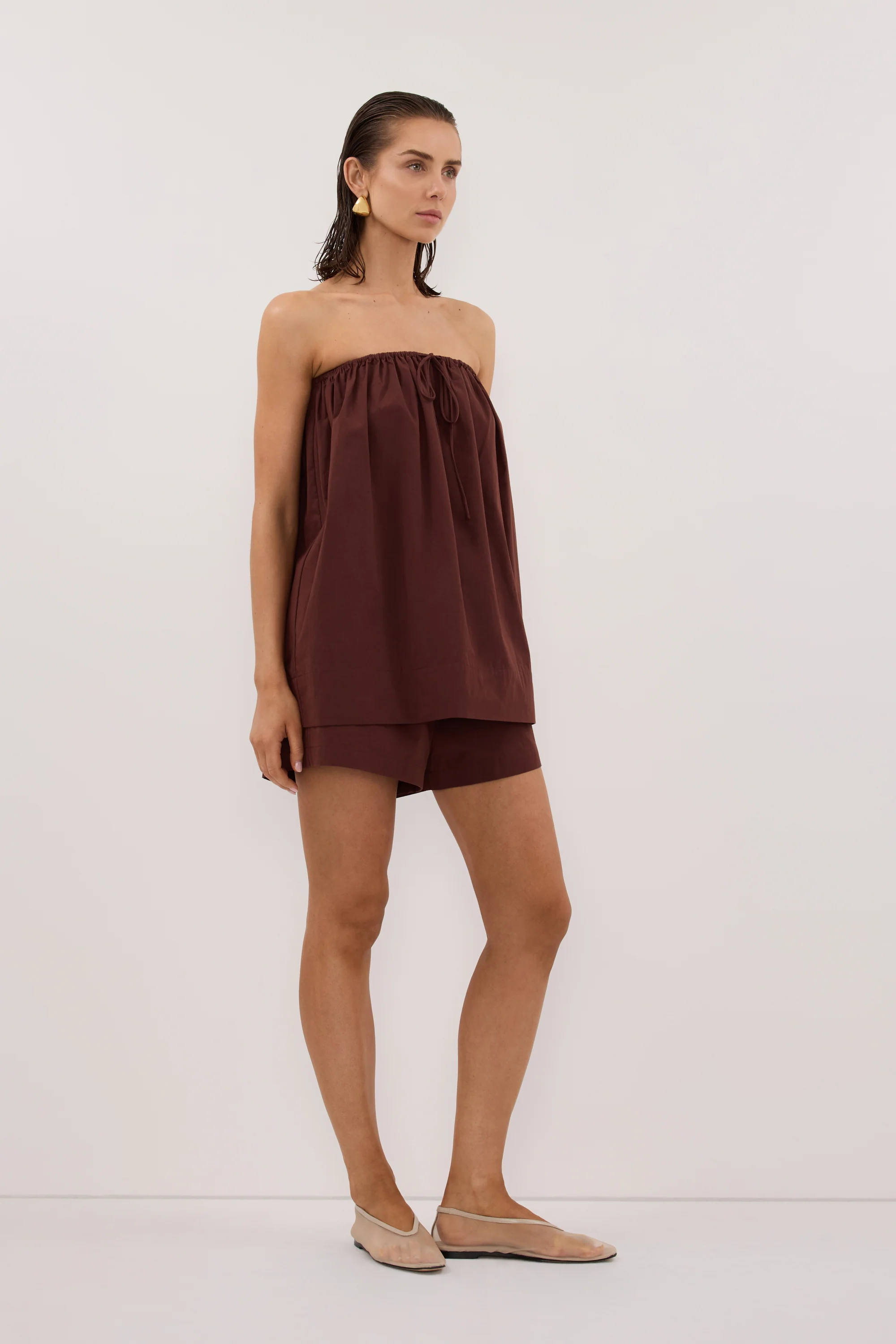 SOMMER CINNAMON STRAPLESS POPLIN TOP - Image 3