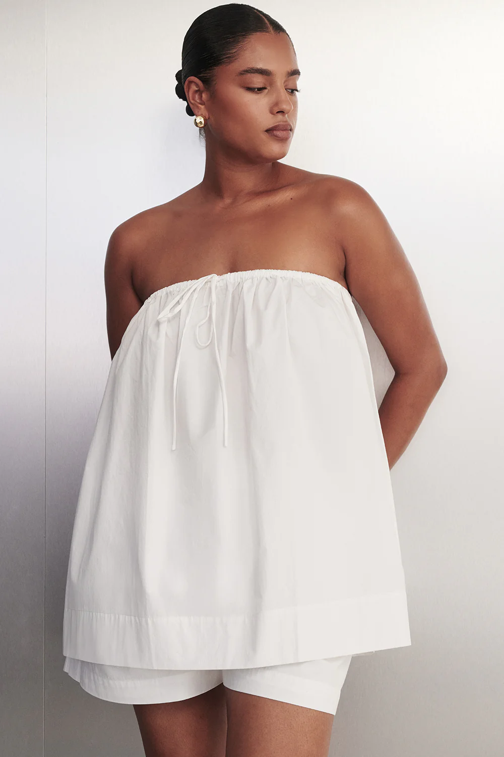 SOMMER WHITE STRAPLESS POPLIN TOP - Image 2