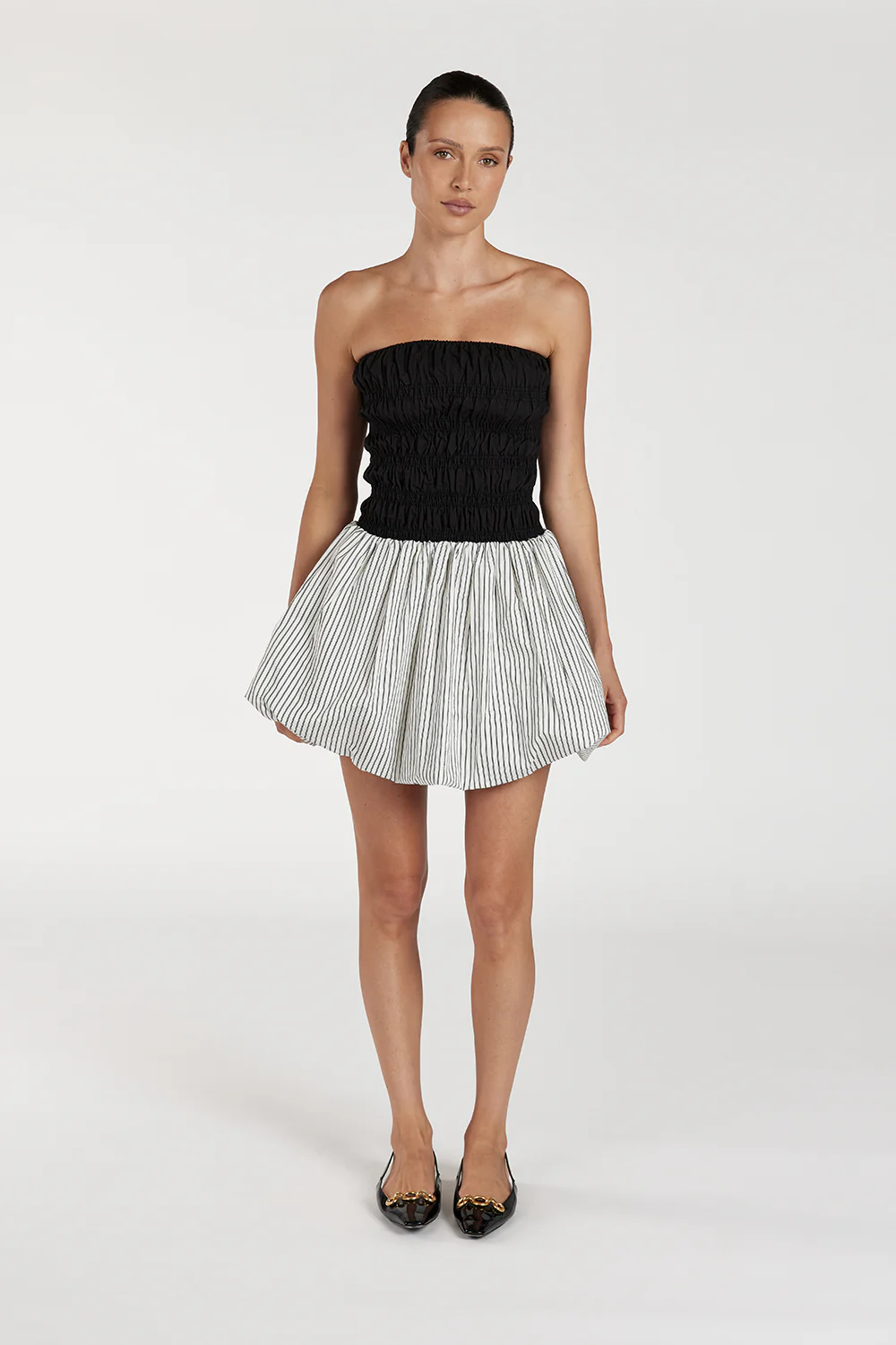 STOCKHOLM STRIPE SILK BLEND MINI DRESS