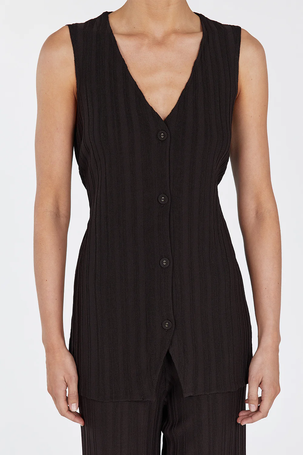 SYLVIA BITTER CHOC LONGLINE VEST - Image 5