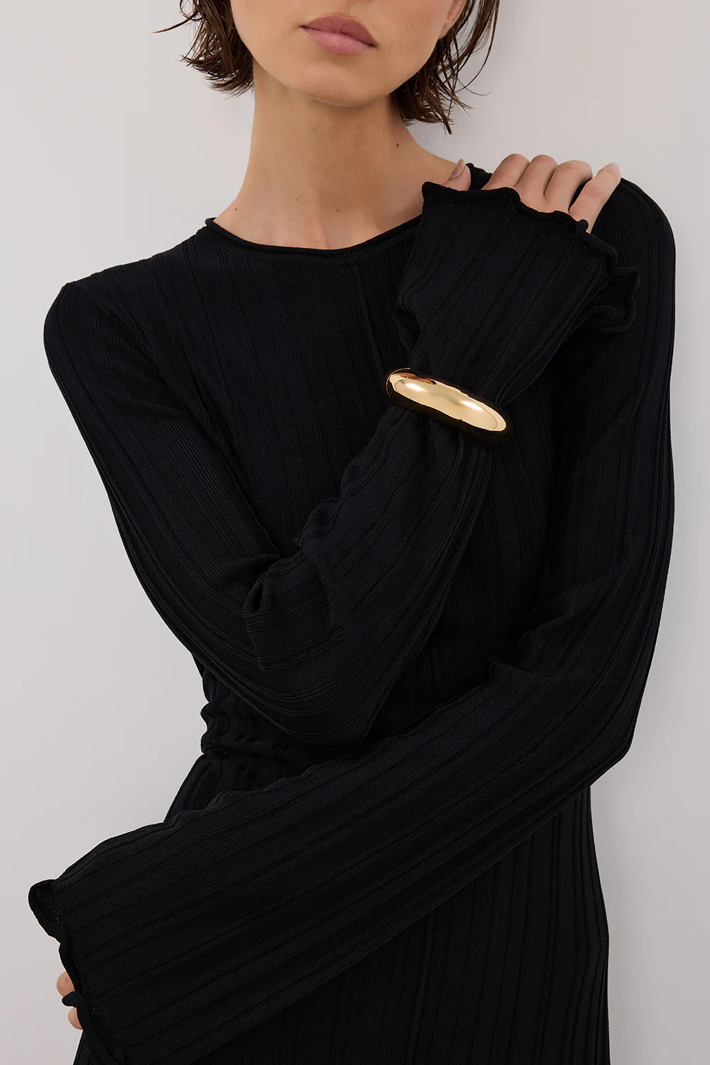SYLVIA BLACK KNIT MIDI DRESS - Image 5