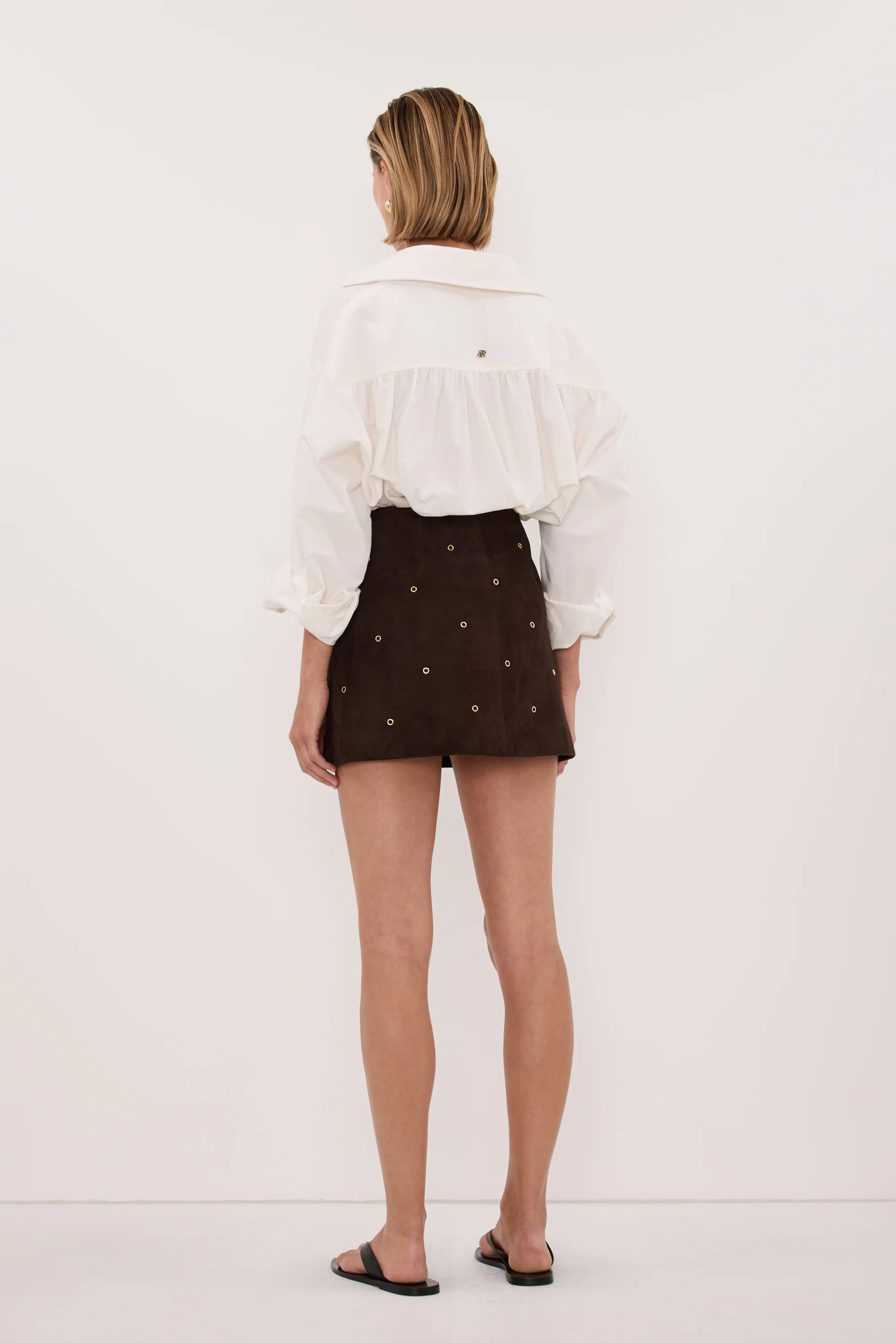 SYLVIE BITTER CHOC SUEDE MINI SKIRT - Image 4