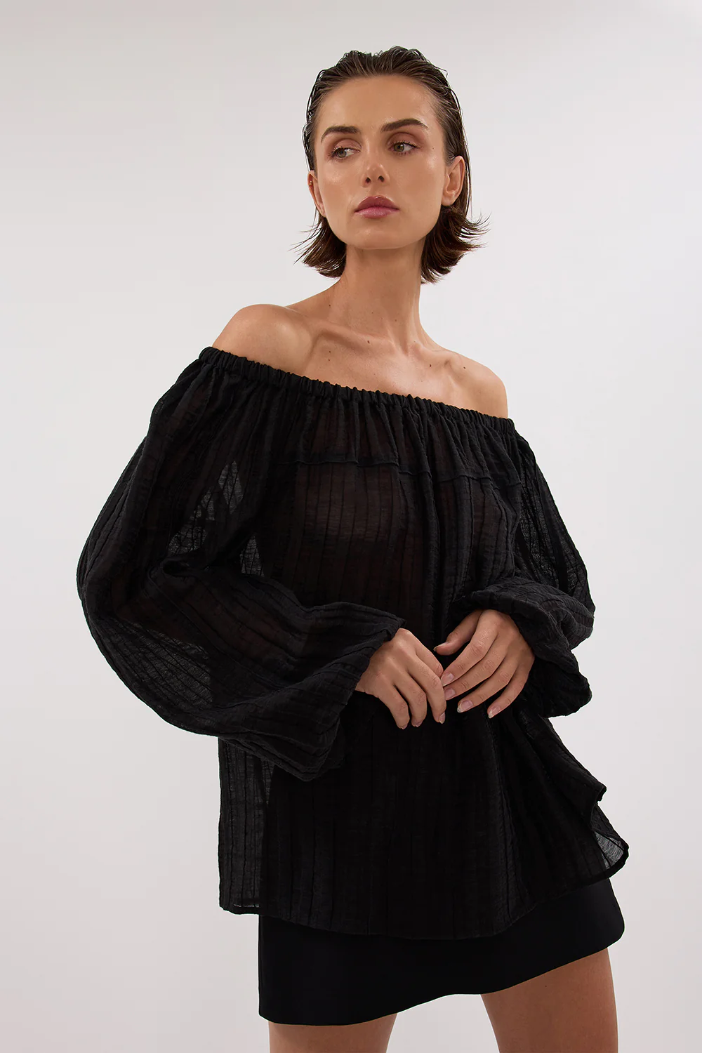 TAHITI BLACK LONG SLEEVE TOP - Image 2