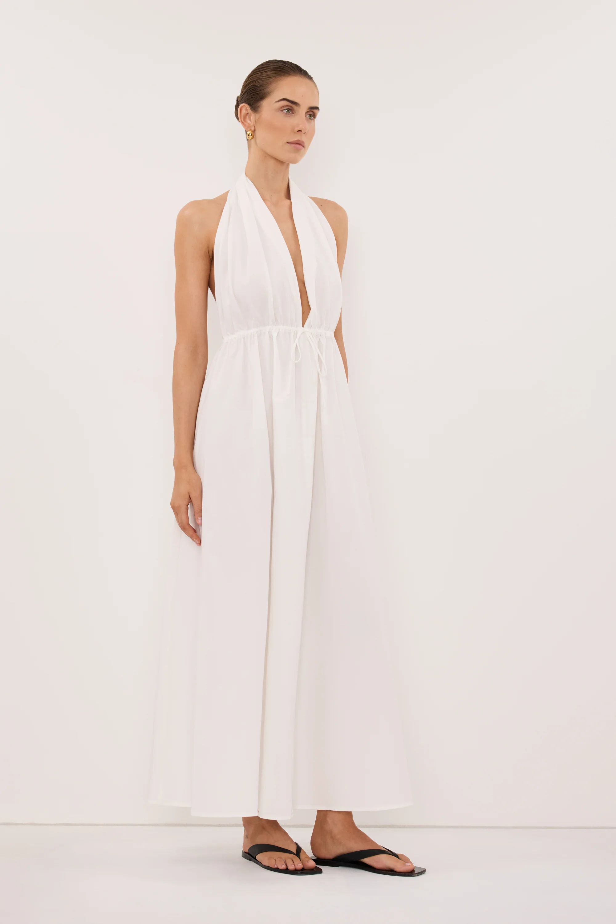 TAMMY WHITE SLEEVELESS COTTON MIDI DRESS - Image 3