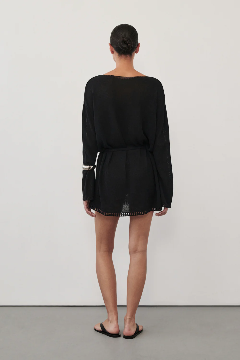 TARI BLACK KNIT LONG SLEEVE MINI DRESS - Image 5