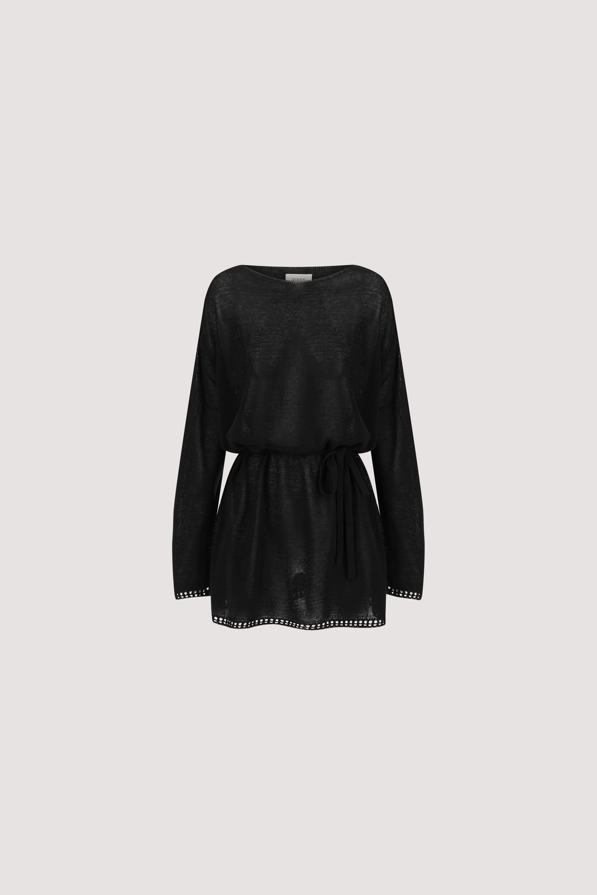 TARI BLACK KNIT LONG SLEEVE MINI DRESS - Image 7