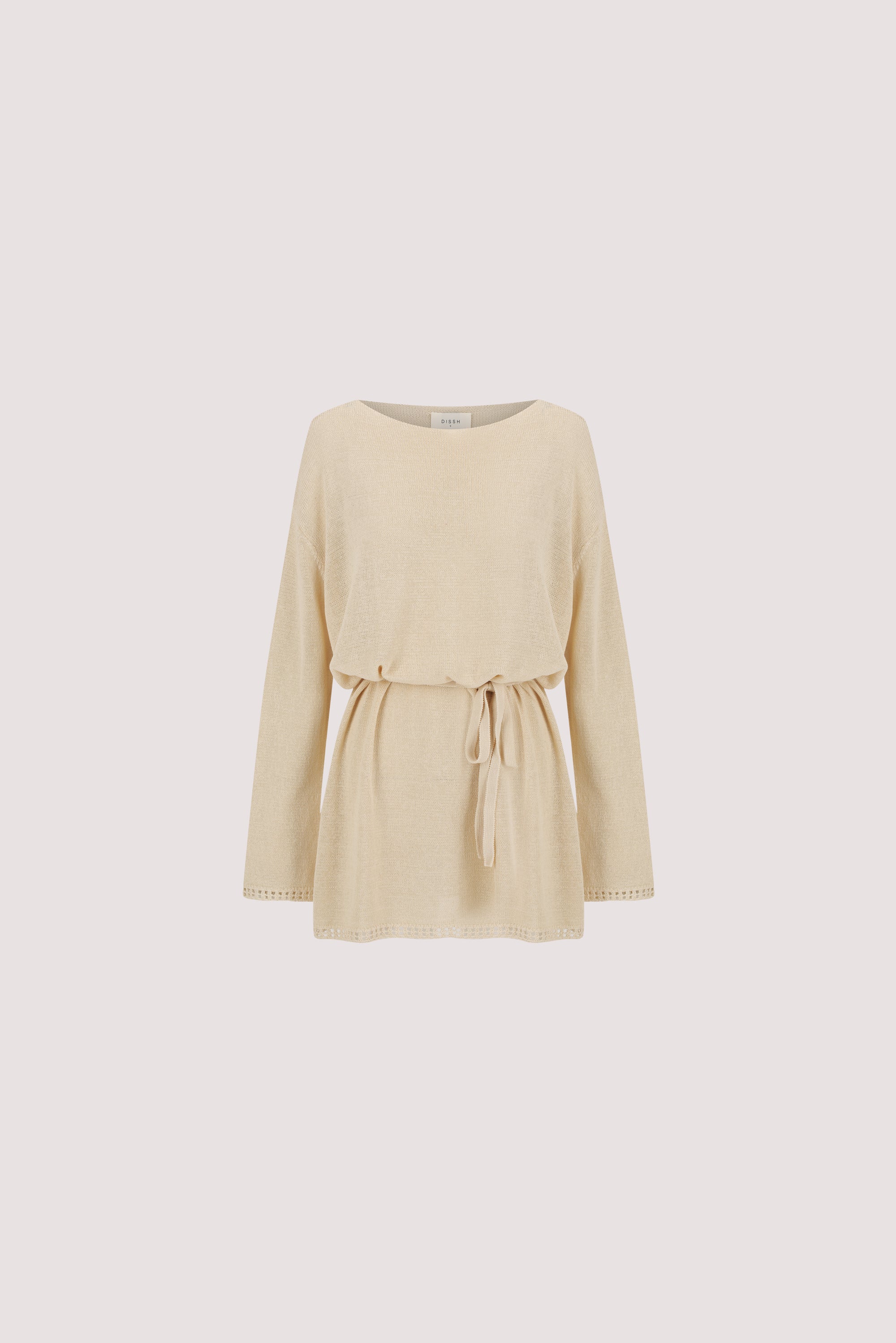 TARI NATURAL KNIT LONG SLEEVE MINI DRESS - Image 5