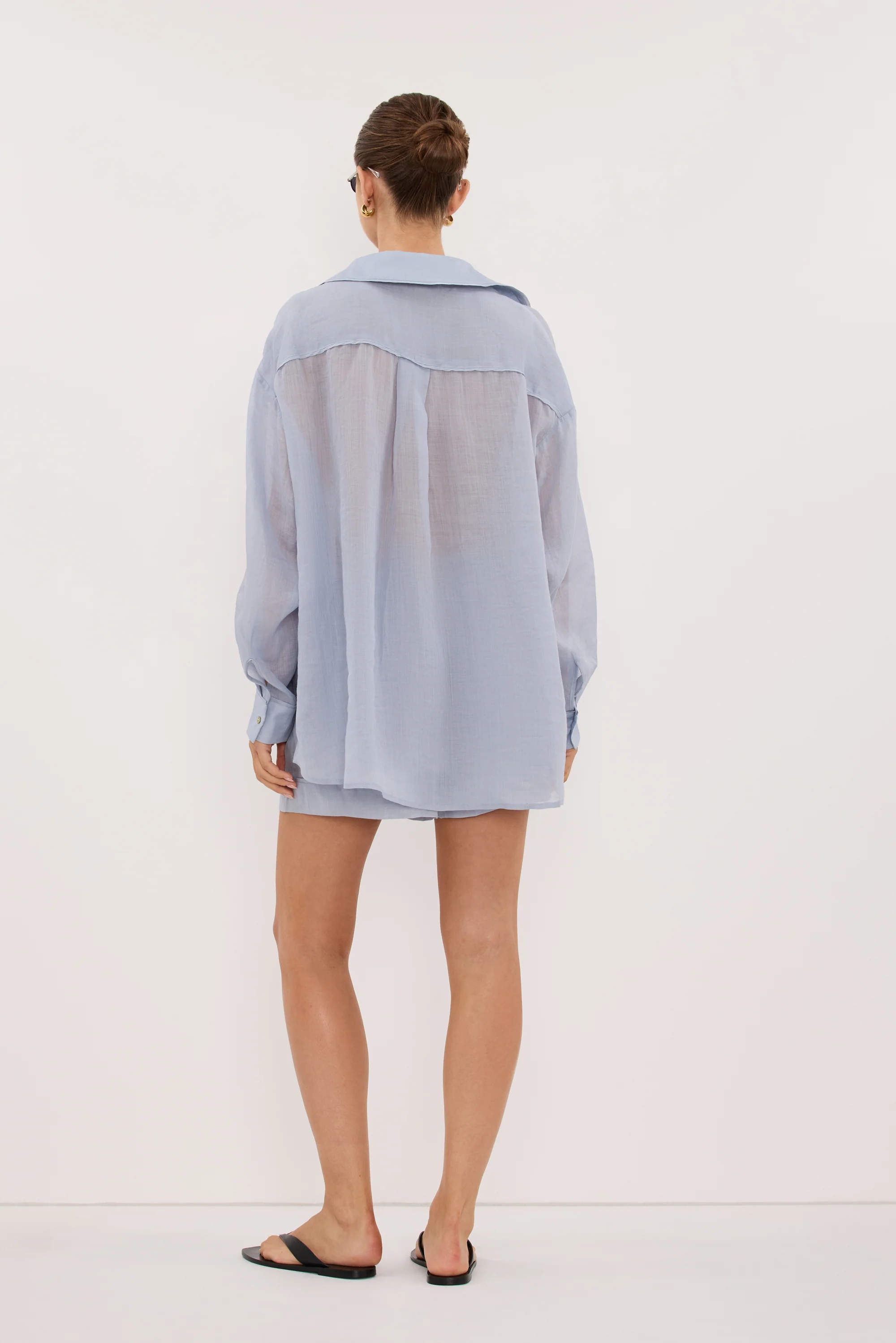 TENLEY DUSTY BLUE RAMIE SHIRT - Image 4