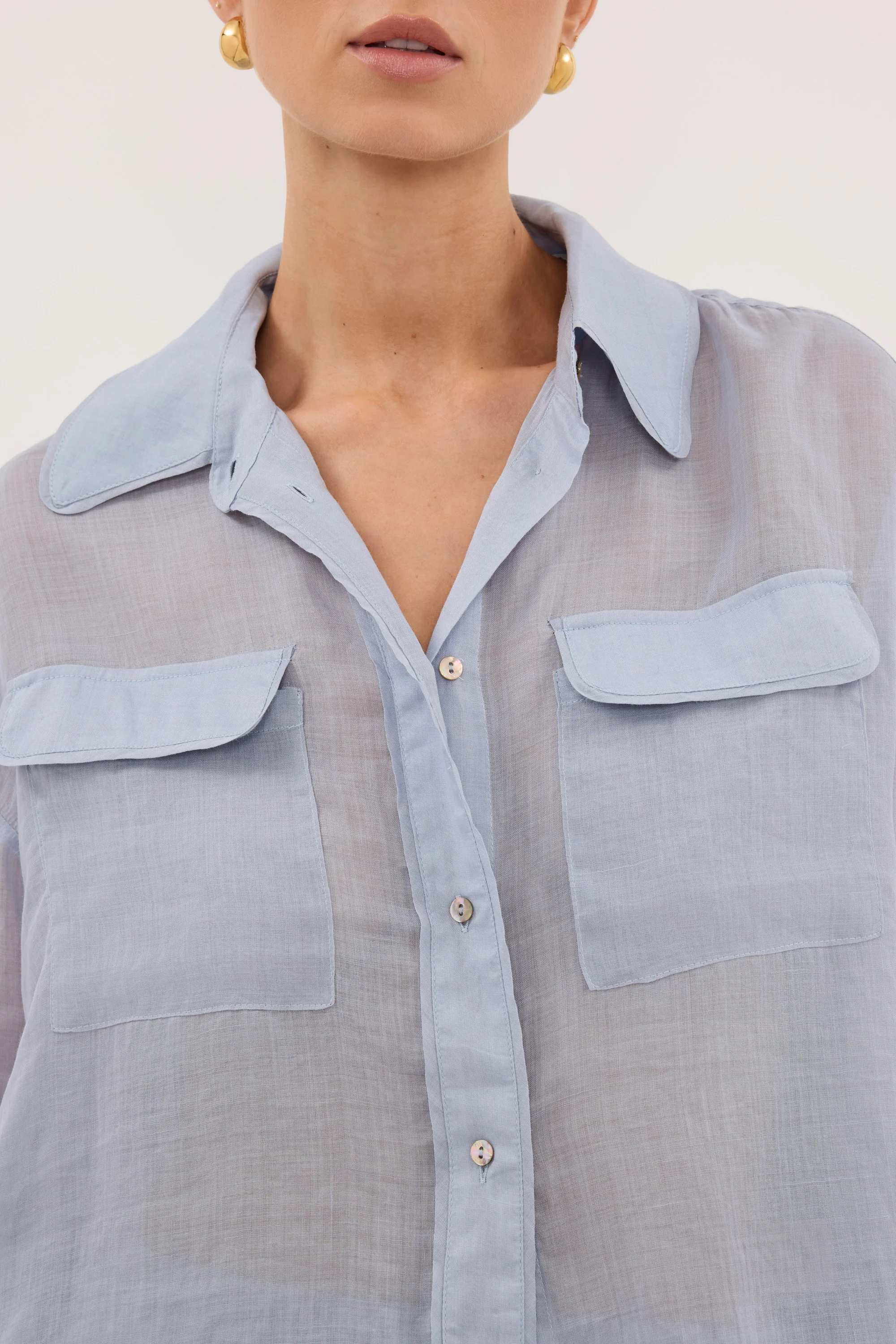 TENLEY DUSTY BLUE RAMIE SHIRT - Image 5