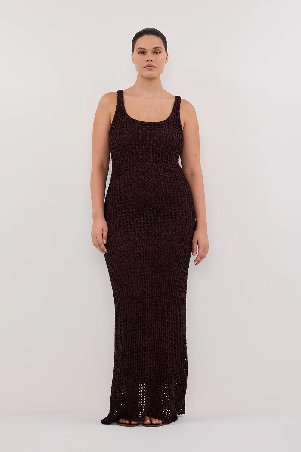 TESS CHOC CROCHET KNIT MAXI DRESS - Image 6