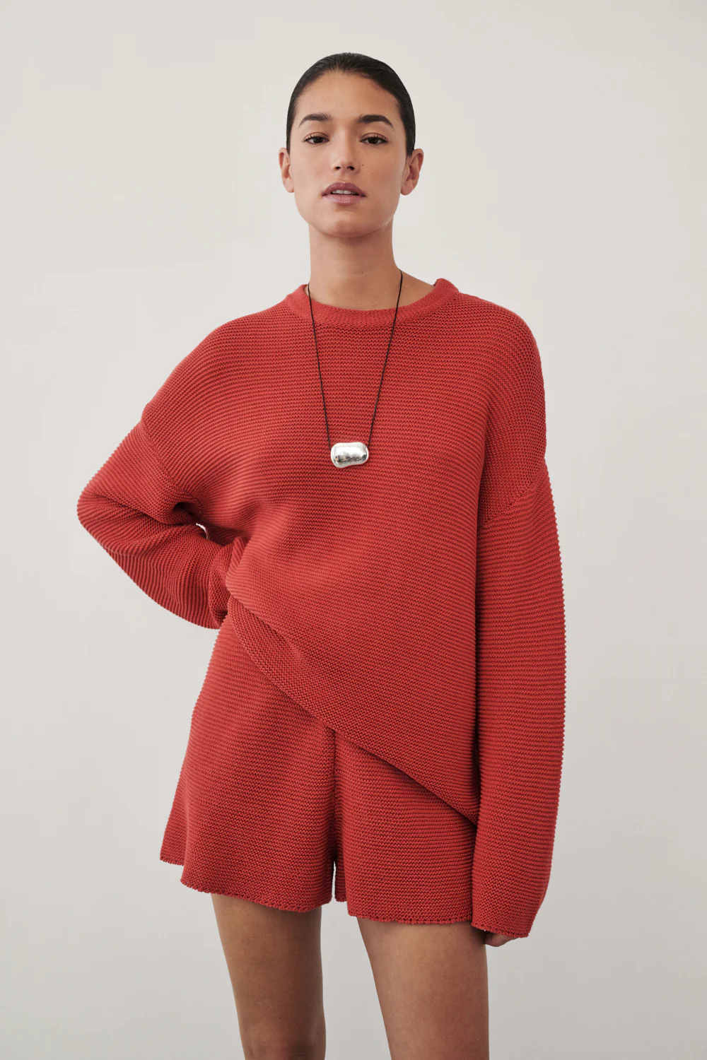 THEA BURNT RED COTTON KNIT JUMPER - Image 2