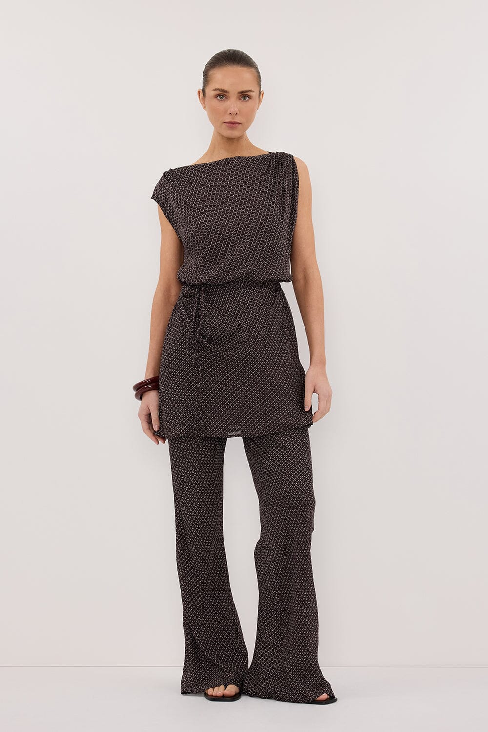 TIA CHOC MICRO CHECK MINI DRESS - Image 5