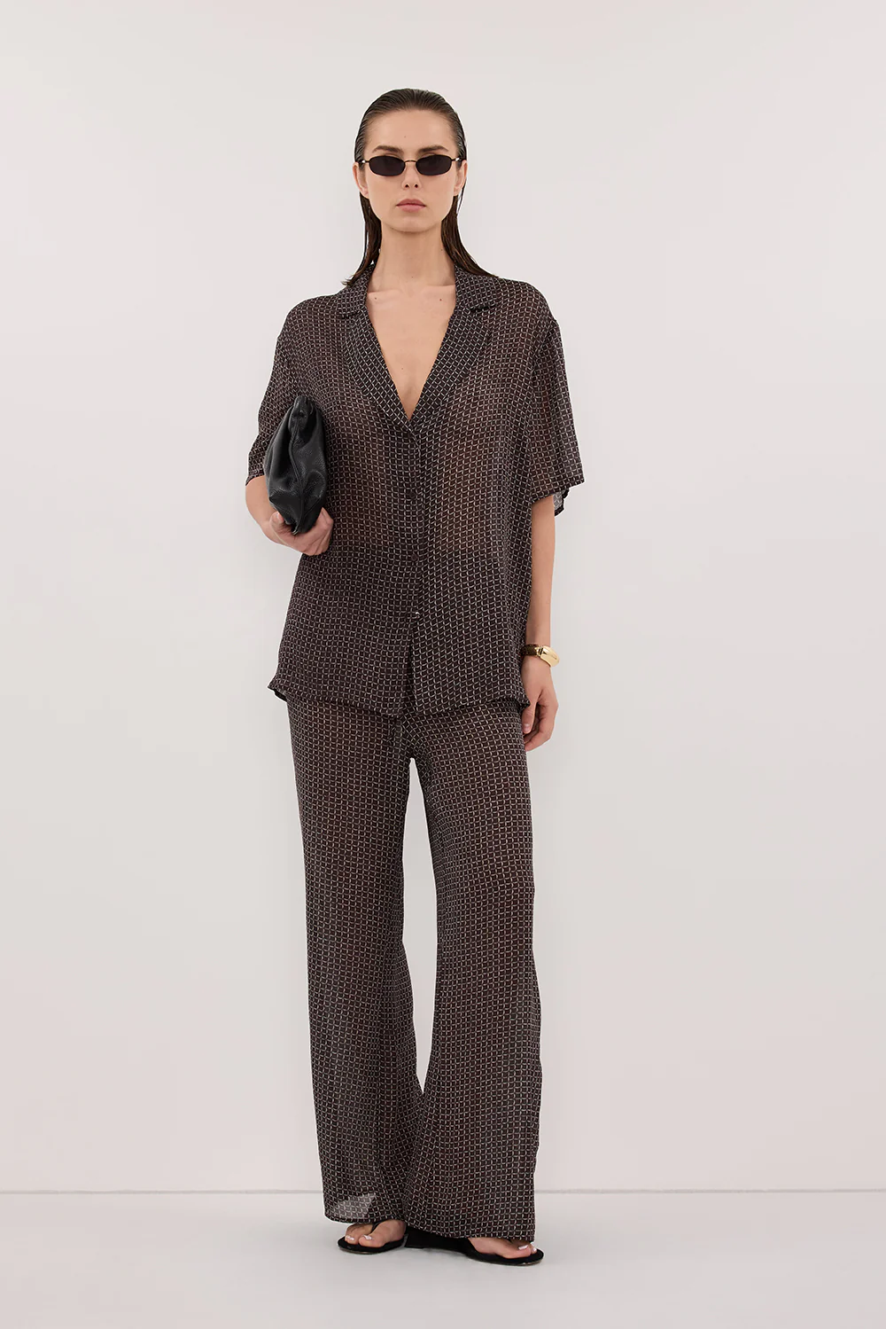 TIA CHOC MICRO CHECK SHIRT