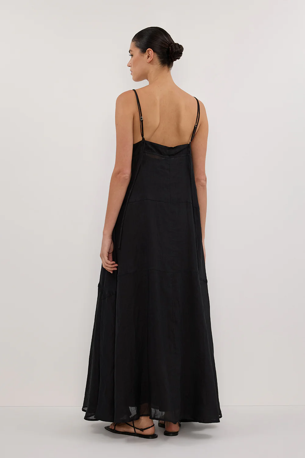 TINA BLACK RAMIE HIGH NECK MIDI DRESS - Image 3